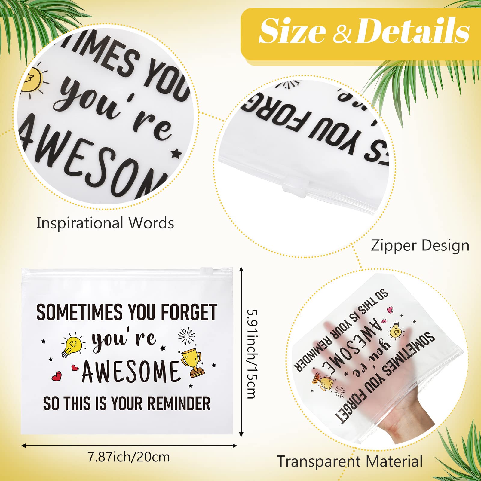 50 Pcs Inspirational Cosmetic Bags for Women - EVA Zippered Makeup Pouches (You Are Awesome) - Bulk Encouragement Gifts for Birthday, Graduation, Christian Easter - Perfect for Travel, Gym & Daily Organizing