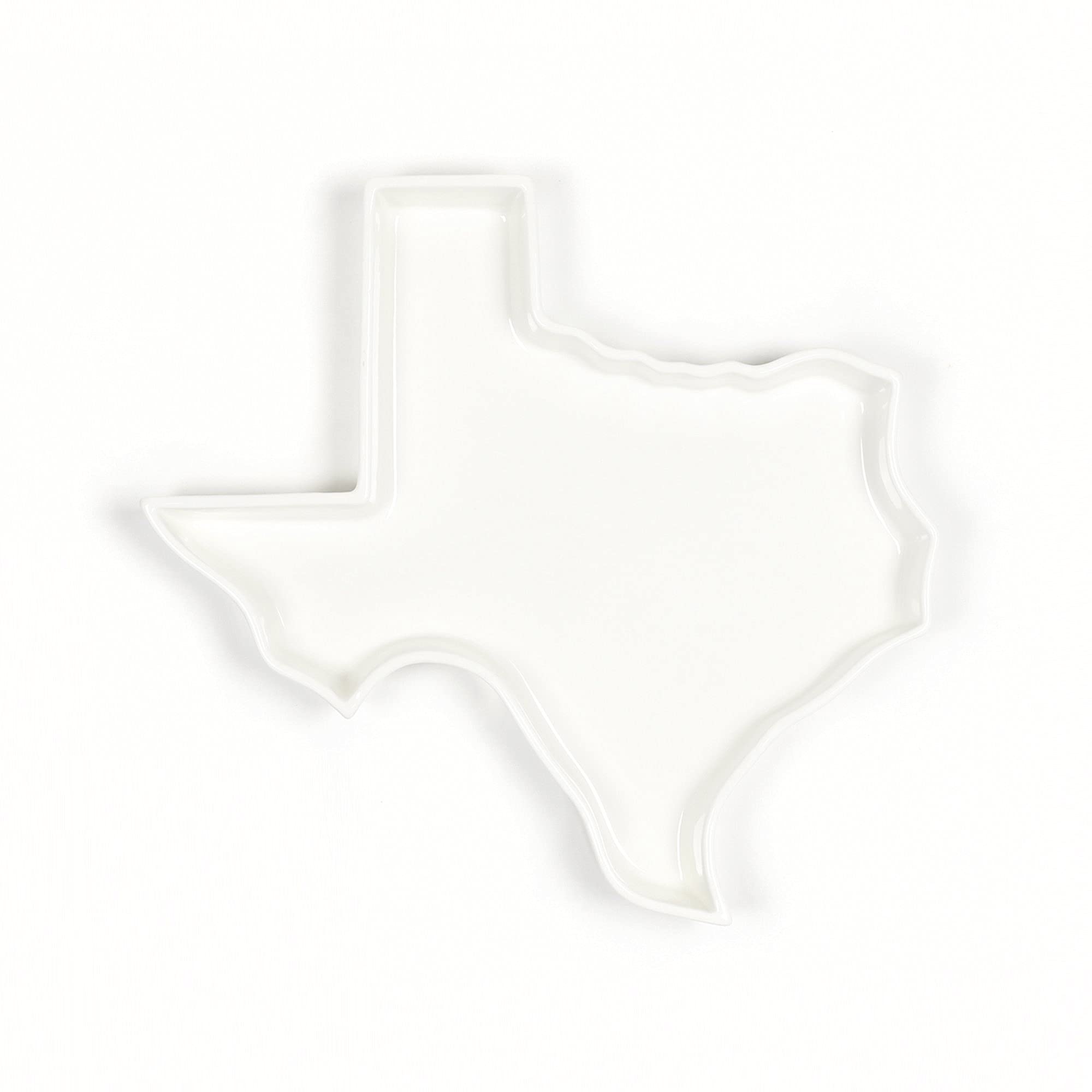 Texas Shaped Porcelain Baking Dish - Oven, Microwave & Dishwasher Safe Serving Platter - Decorative Tray for Texan Themed Parties, BBQ Gatherings & Home Decor