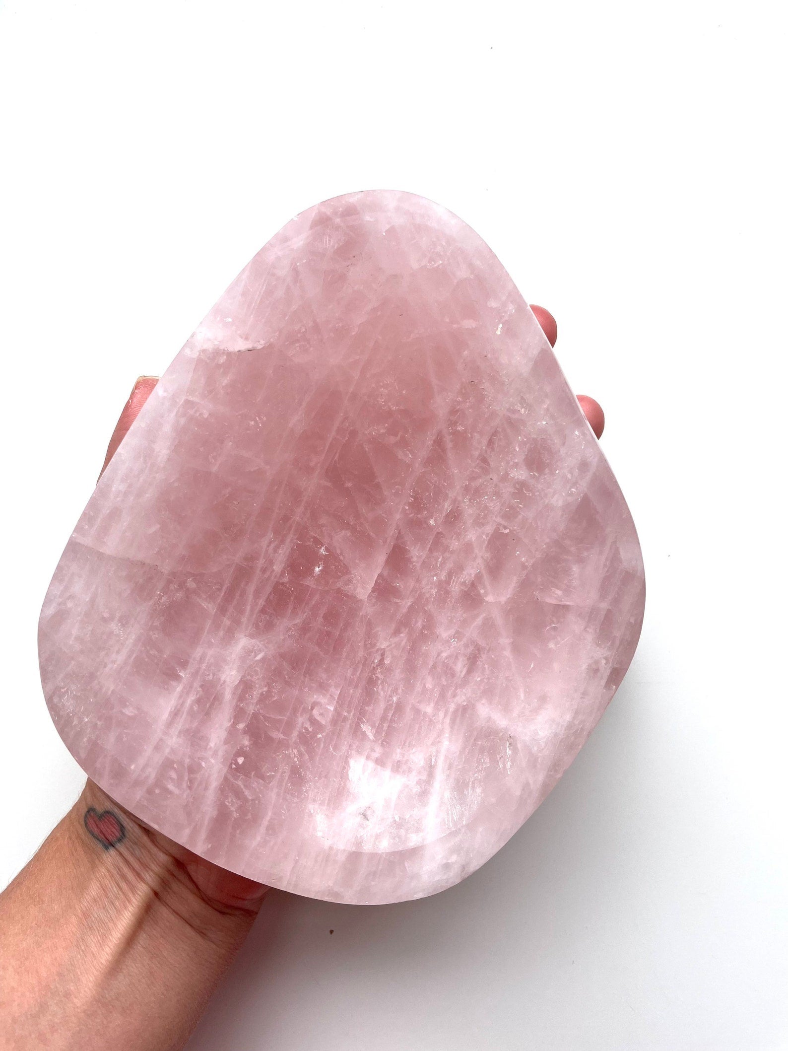 Large Rose Quartz Bowl - Hand Carved Crystal Bowl for Healing, Meditation & Reiki - Heart Chakra Stone for Spiritual Altar & Home Decor - Perfect for Yoga Rooms, Gift Giving & Energy Cleansing