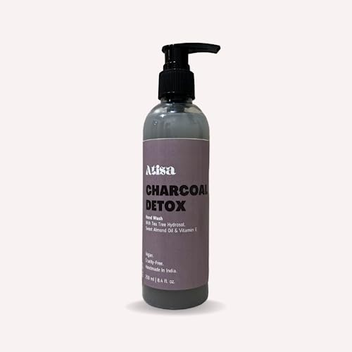 Atisa Charcoal Detox Hand Wash - Natural Deep Cleansing & Purifying Hand Soap for Men & Women - Perfect for Post-Workout, Travel & Daily Hygiene