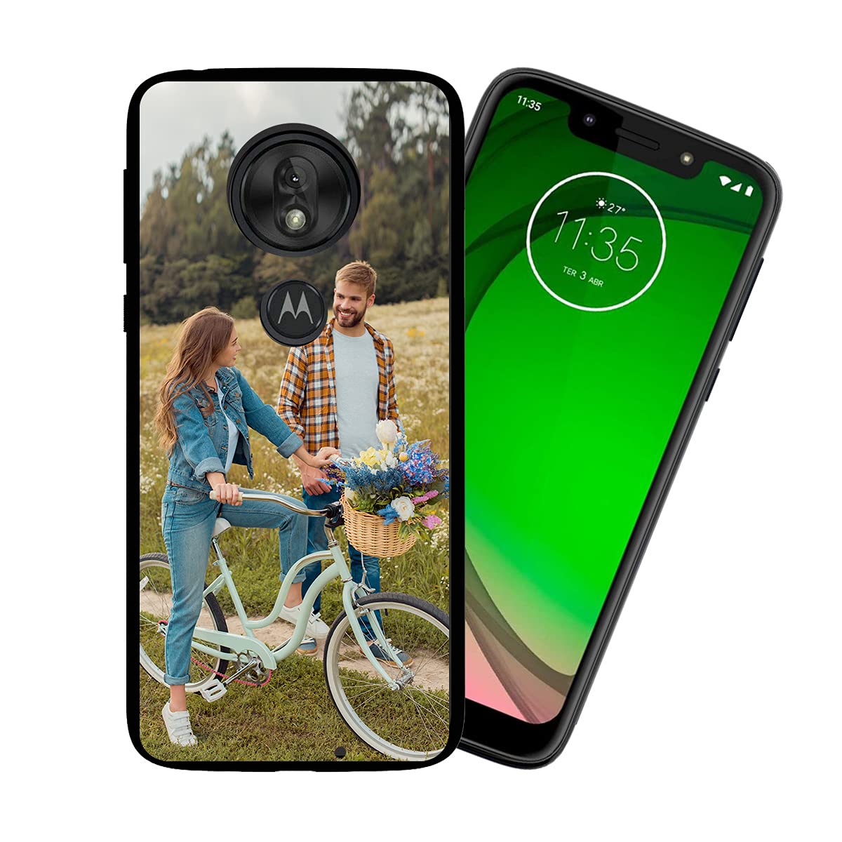 Customized Photo Case for Moto G7 Play & G7 Optimo - Personalized Picture Phone Cover with Shockproof Silicone Protection, Soft Candy Design - Perfect Christmas, Birthday & Thanksgiving Gift for Her/Him - Ideal for Daily Use, Travel & Special Occasions - STYLETiFY Protective Black Phone Case