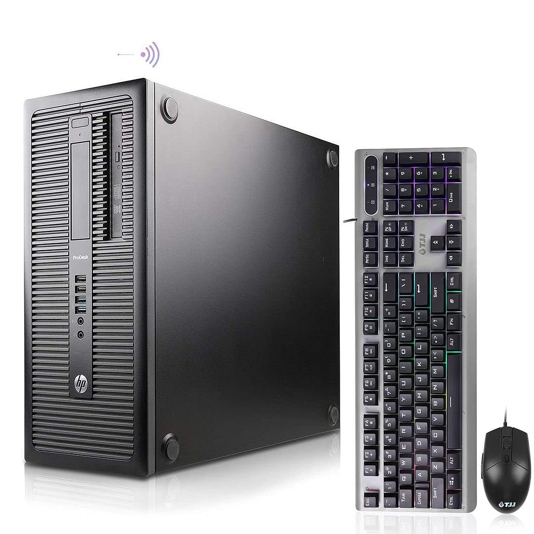 Renewed HP ProDesk 600 G1 Tower Desktop PC - Intel Core i5, 8GB RAM, 128GB SSD, WiFi, Windows 10 Pro | Dual Monitor Support with HDMI/VGA/USB/DP | Includes Wired Keyboard, Mouse & Mouse Pad | Perfect for Home Office, Business & Gaming