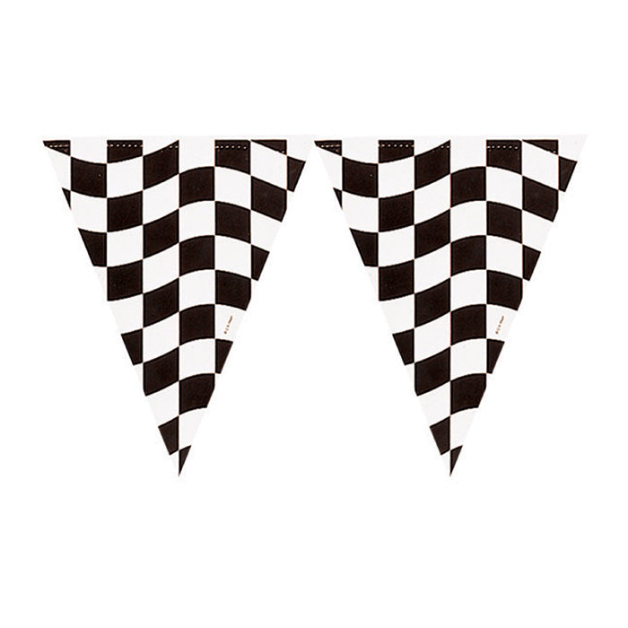 12-Piece Bulk Black and White Checkered Banners - Perfect for Parties, Weddings & Store Decorations