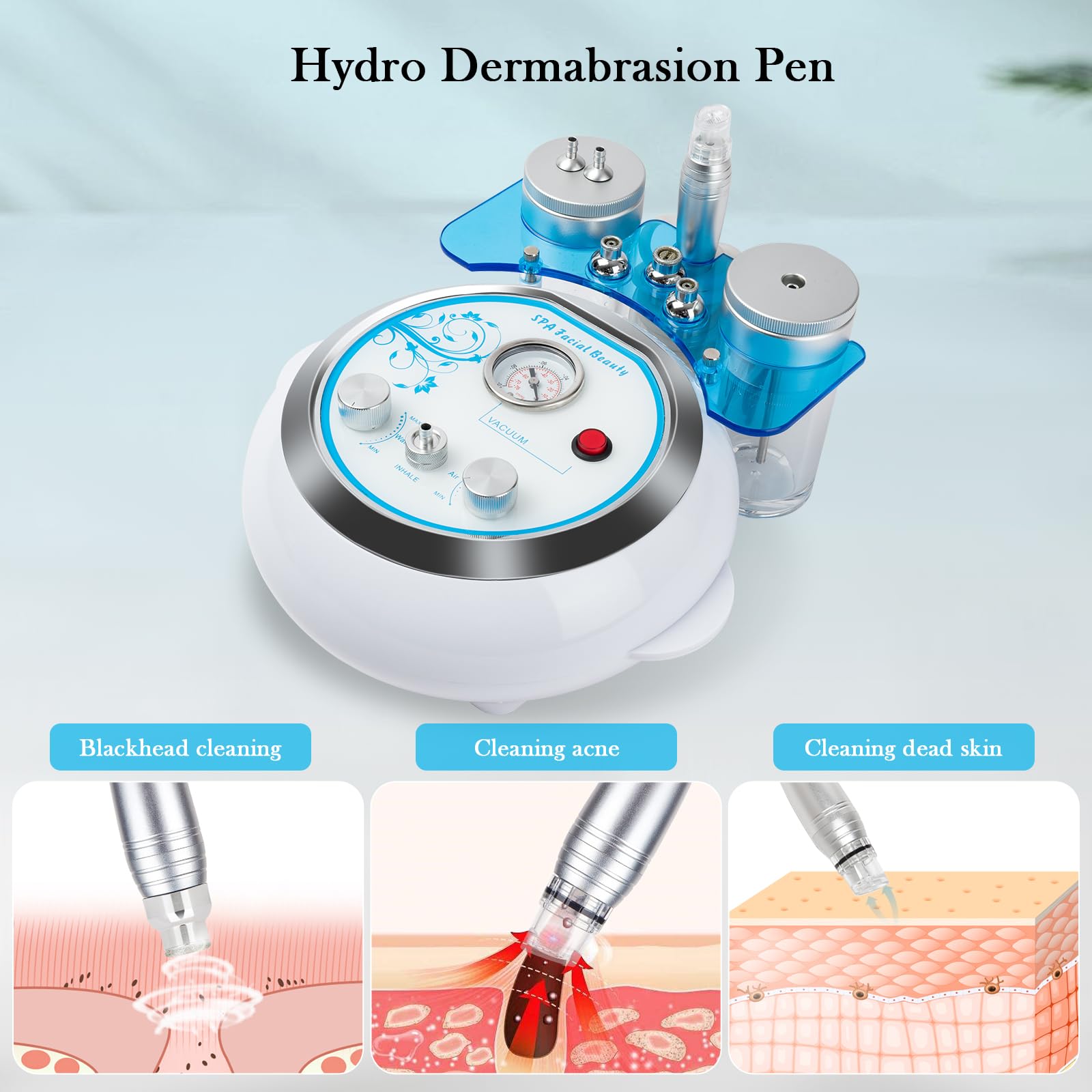 Professional Water Oxygen Jet Beauty Machine - Multifunctional Vacuum Deep Clean Hydro Dermabrasion Facial Device for Home SPA & Micro Bubble Skin Care | Perfect for Acne Treatment, Blackhead Removal & Anti-Aging Routine