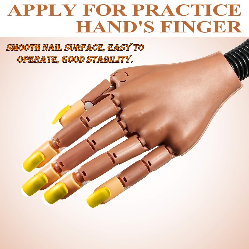 AKOAK 100 Pcs Acrylic Nail Practice Fingers - Flexible Fake Nail Training Heads for Manicure Practice, DIY Nail Art Display & Salon Supplies - Perfect for Nail Technicians, Students & Home Use