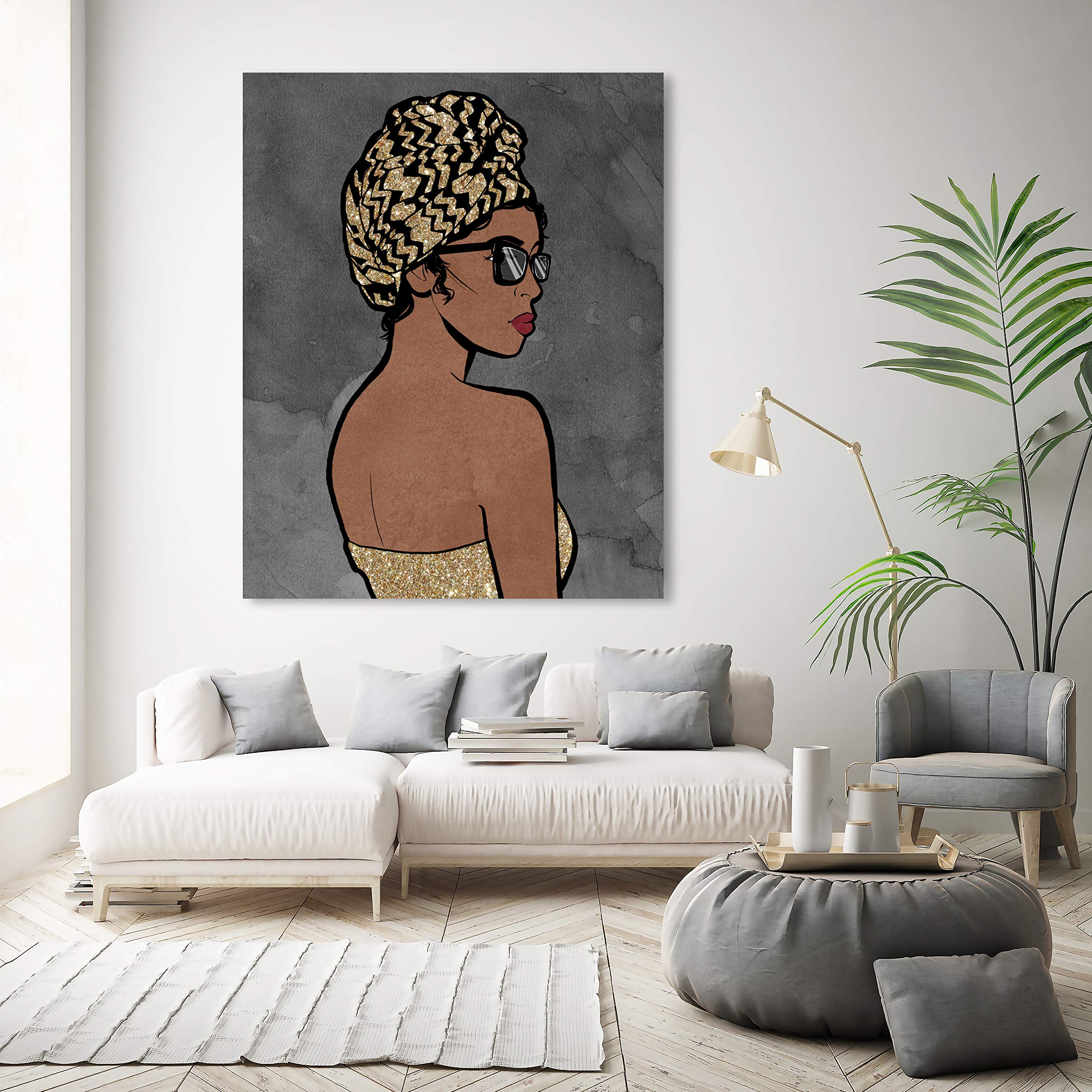 Oliver Gal Artist Co. Fashion & Glam Wall Art Canvas Print 'Wraps & Style' - 36x45 Inches Brown & Gold Home Decor - Perfect for Living Room, Bedroom & Office Wall Decor