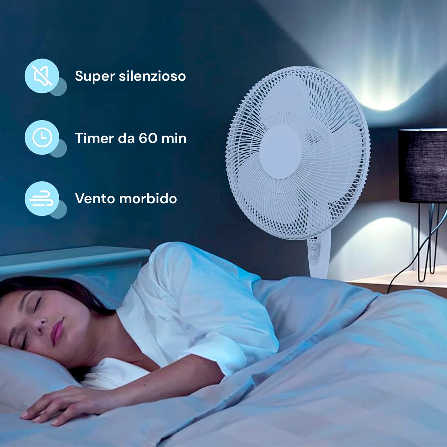Wintem 3-Blade Standing Fan with Remote Control - Adjustable Timer, 3 Speed Settings, Ultra Quiet 45W, White - Perfect for Home, Office & Bedroom Cooling