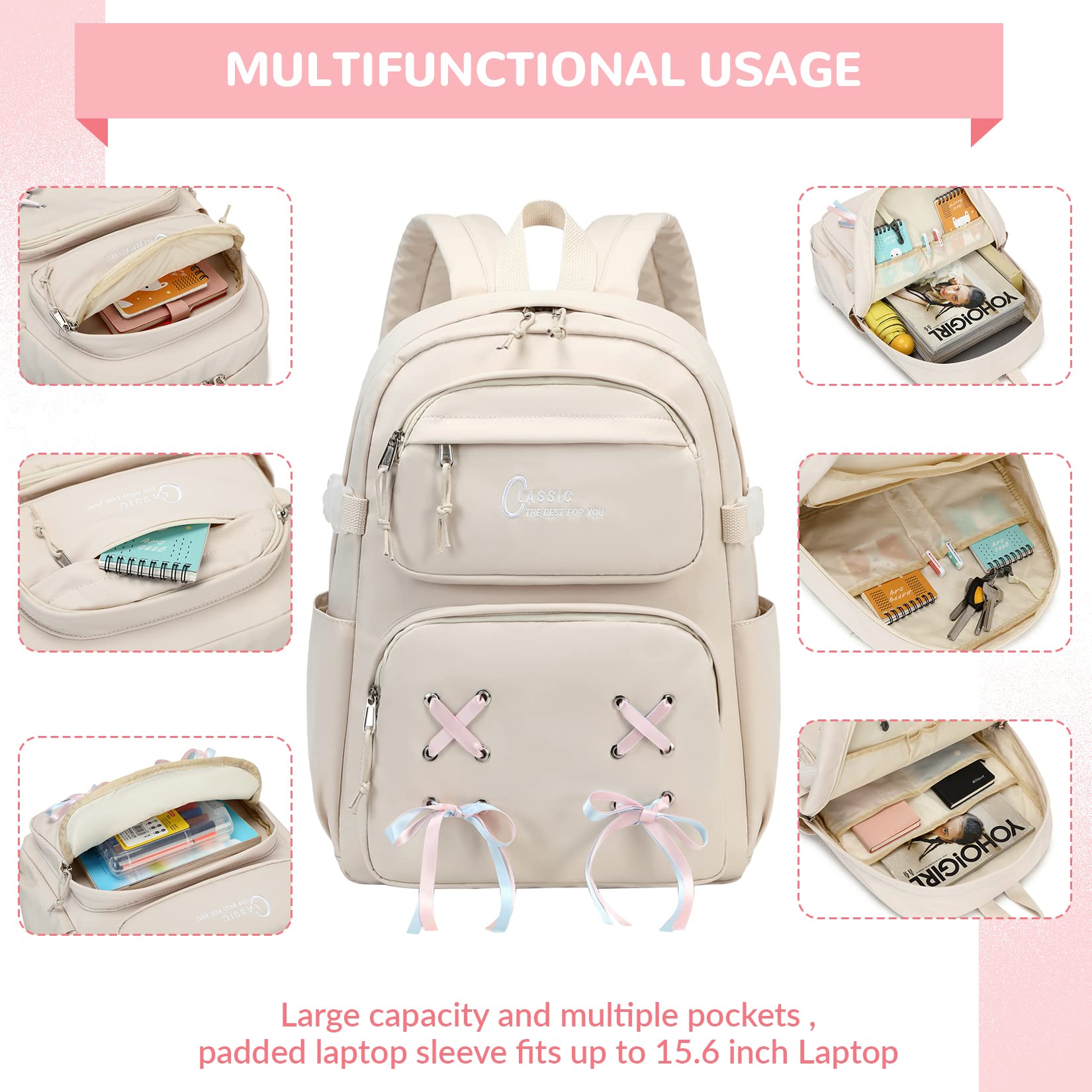 Stylish Casual School Backpack for Teen Girls - Lightweight Bookbag for Travel, College & Everyday Use | Durable & Trendy Backpack for School, Commuting & Outdoor Activities