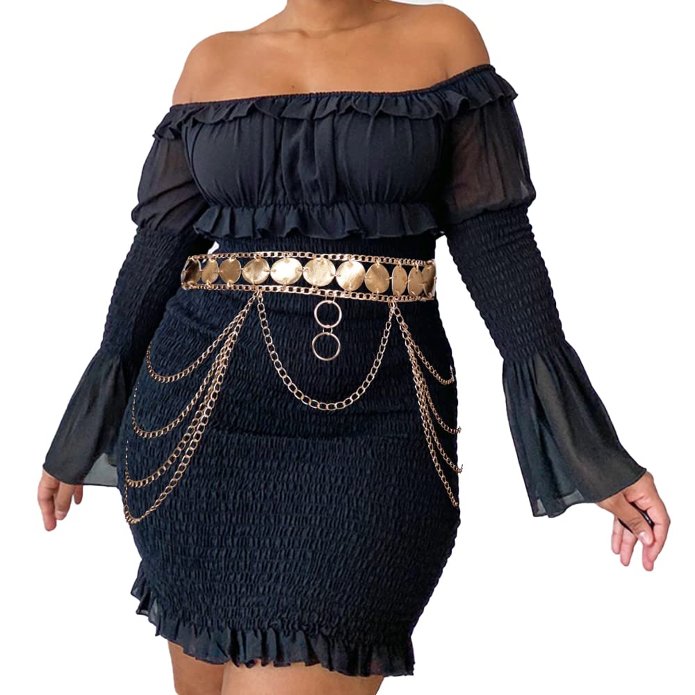 Adjustable Gold Metal Waist Chain Belt for Women & Girls - Plus Size Body Chain Link Belt Jewelry for Parties, Weddings & Fashion Accessories