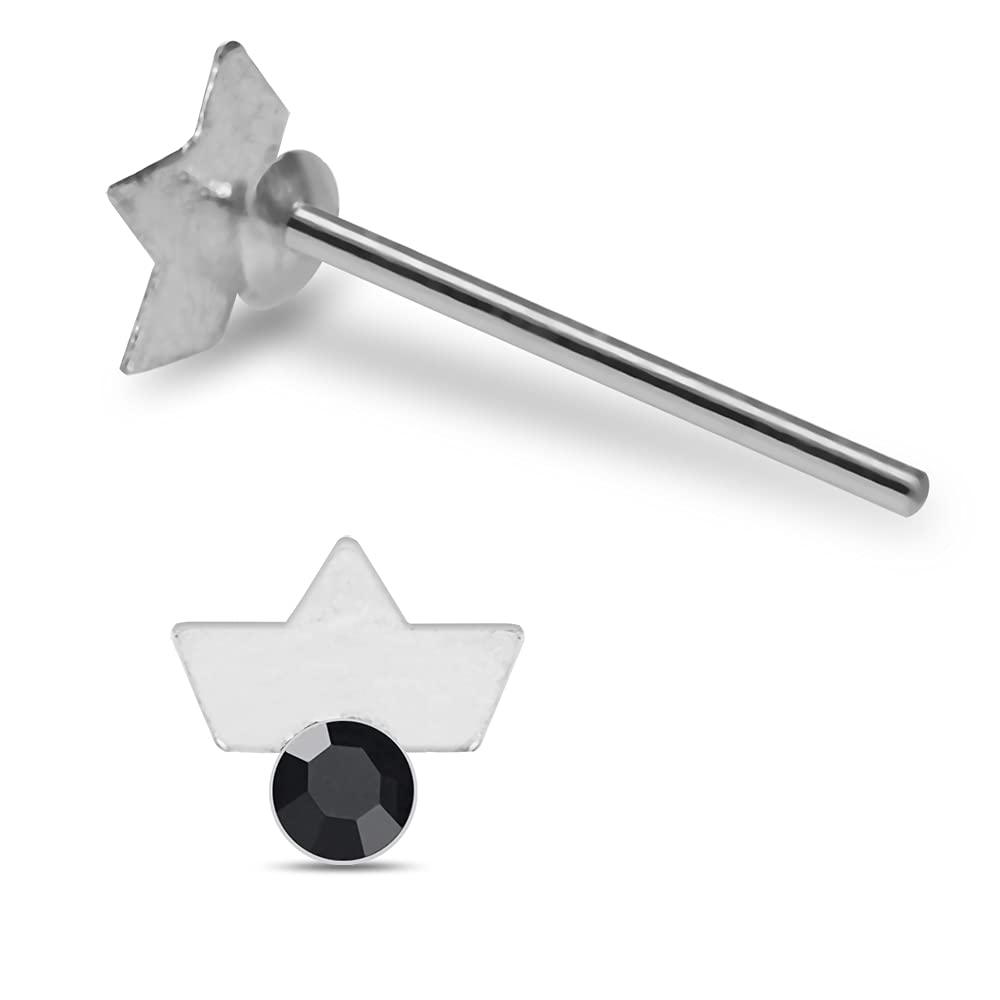 Elegant Jeweled Tiara Sterling Silver Straight Nose Pin - Hypoallergenic Body Jewelry for Women | Perfect for Weddings, Parties & Festive Occasions