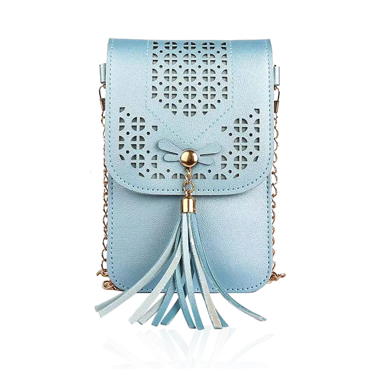 Women's Lightweight Leather Crossbody Phone Bag with Tassel - Stylish Cell Phone Purse Holder Wallet for iPhone, Android - Perfect for Shopping, Travel & Everyday Use