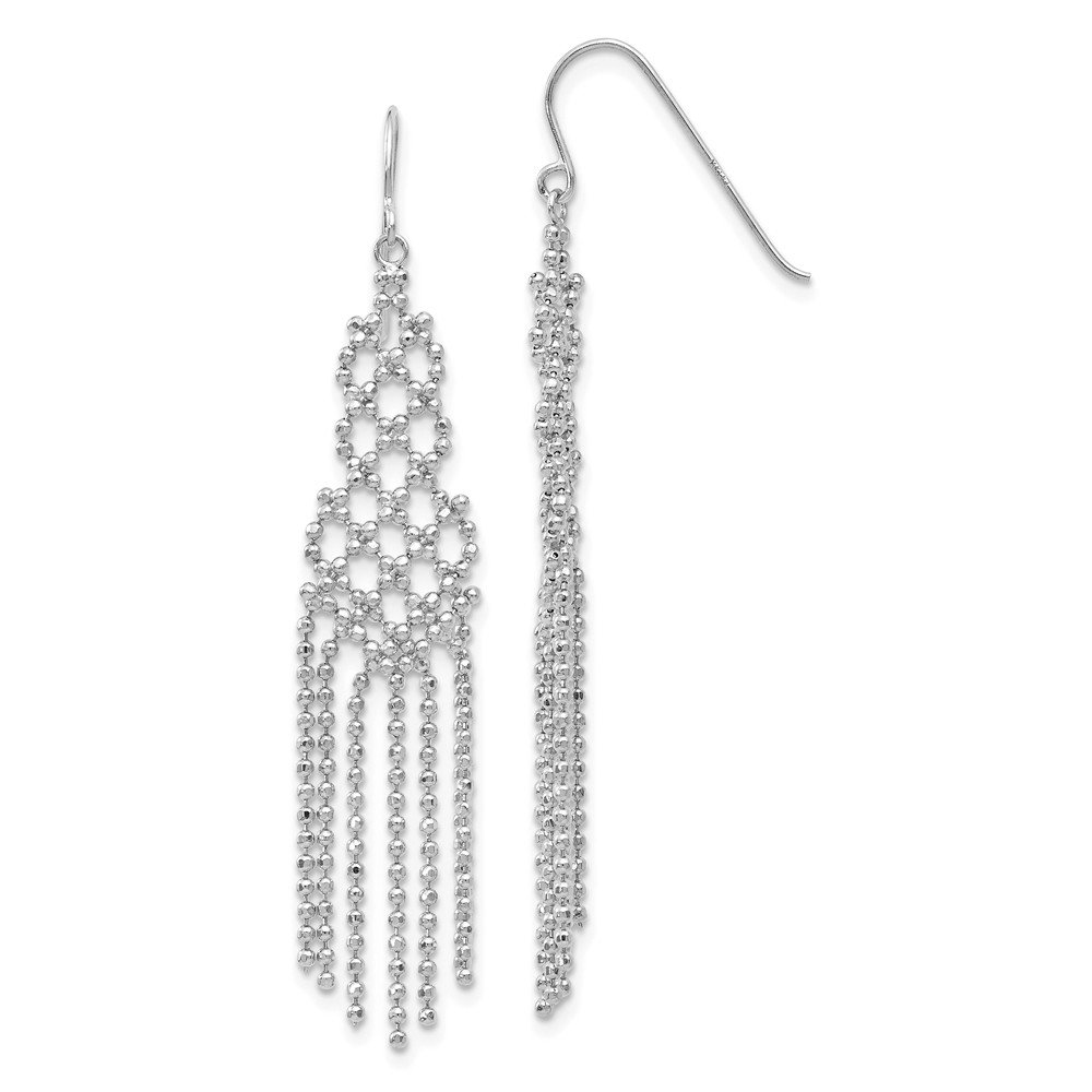 14K White Gold Beaded Earrings for Women - Elegant Solid Gold Dangle Earrings - Perfect for Weddings, Parties & Everyday Wear