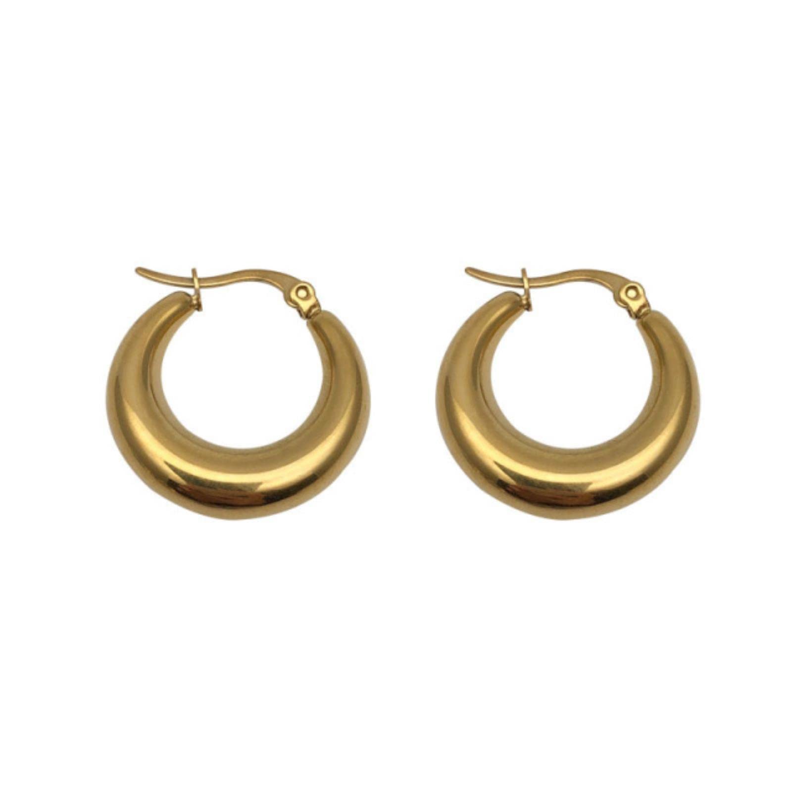 Lucky Angel Creative Design Smooth Surface Simple Oval Hoop Earrings for Women - Glossy Fashion Jewelry Accessories - Perfect for Everyday Wear, Parties & Gifts
