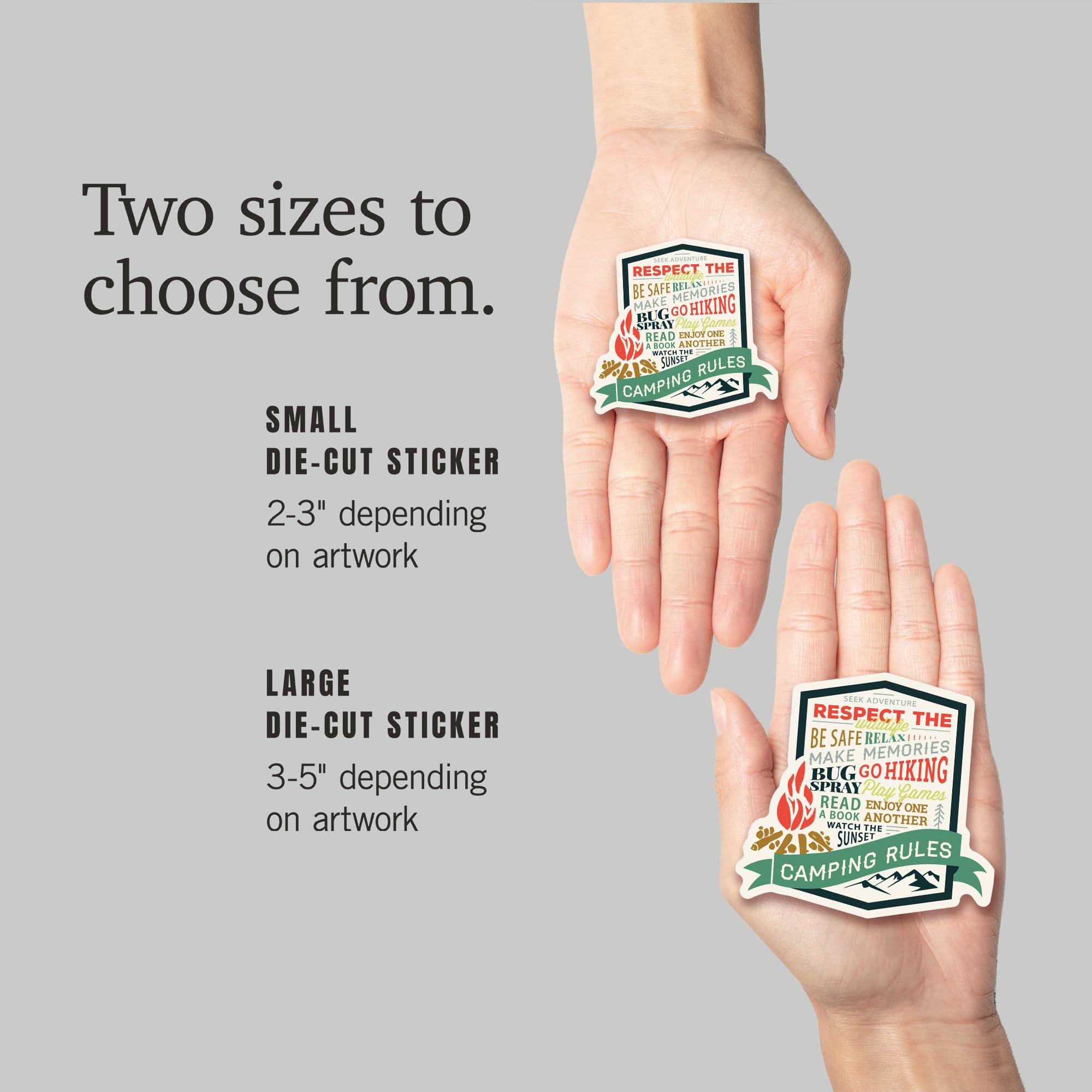 Custom Die Cut Vinyl Stickers 1-3 inches - Waterproof Decals for Cars, Water Bottles, Laptops & Coolers - Perfect for Camping Gear, Outdoor Equipment & Personalization