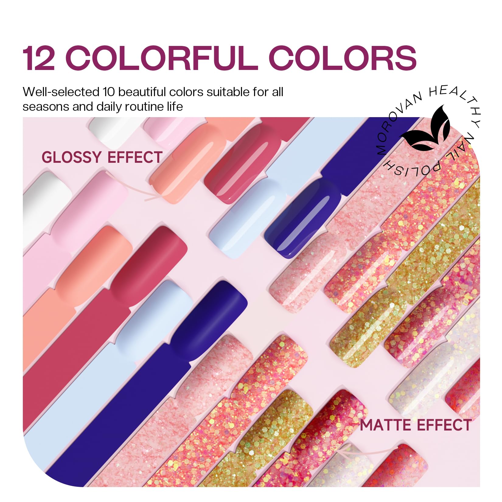 Morovan Professional Acrylic Nail Kit with UV Light - 12 Colors Acrylic Powder Set for Nail Extensions & Salon Quality Manicures | Perfect for Home Use, DIY Nail Art & Professional Nail Technicians