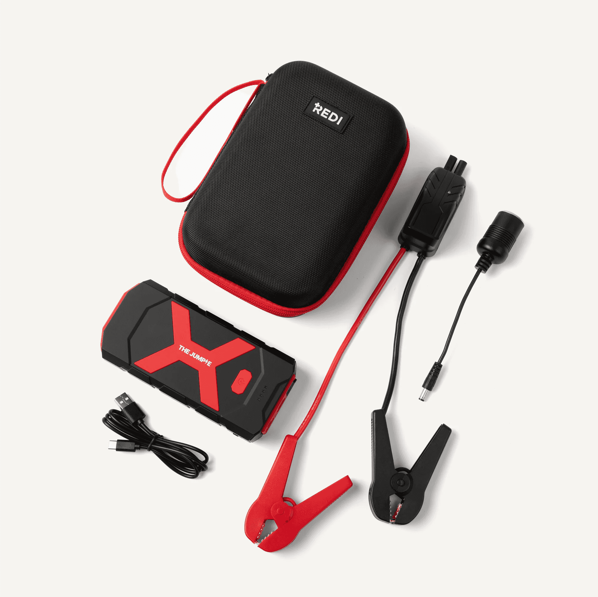 Jumpie Portable Jump Starter - 2000A Peak Car Battery Booster with USB Quick Charge, LED Light for Emergency, Travel, Camping & Roadside Assistance