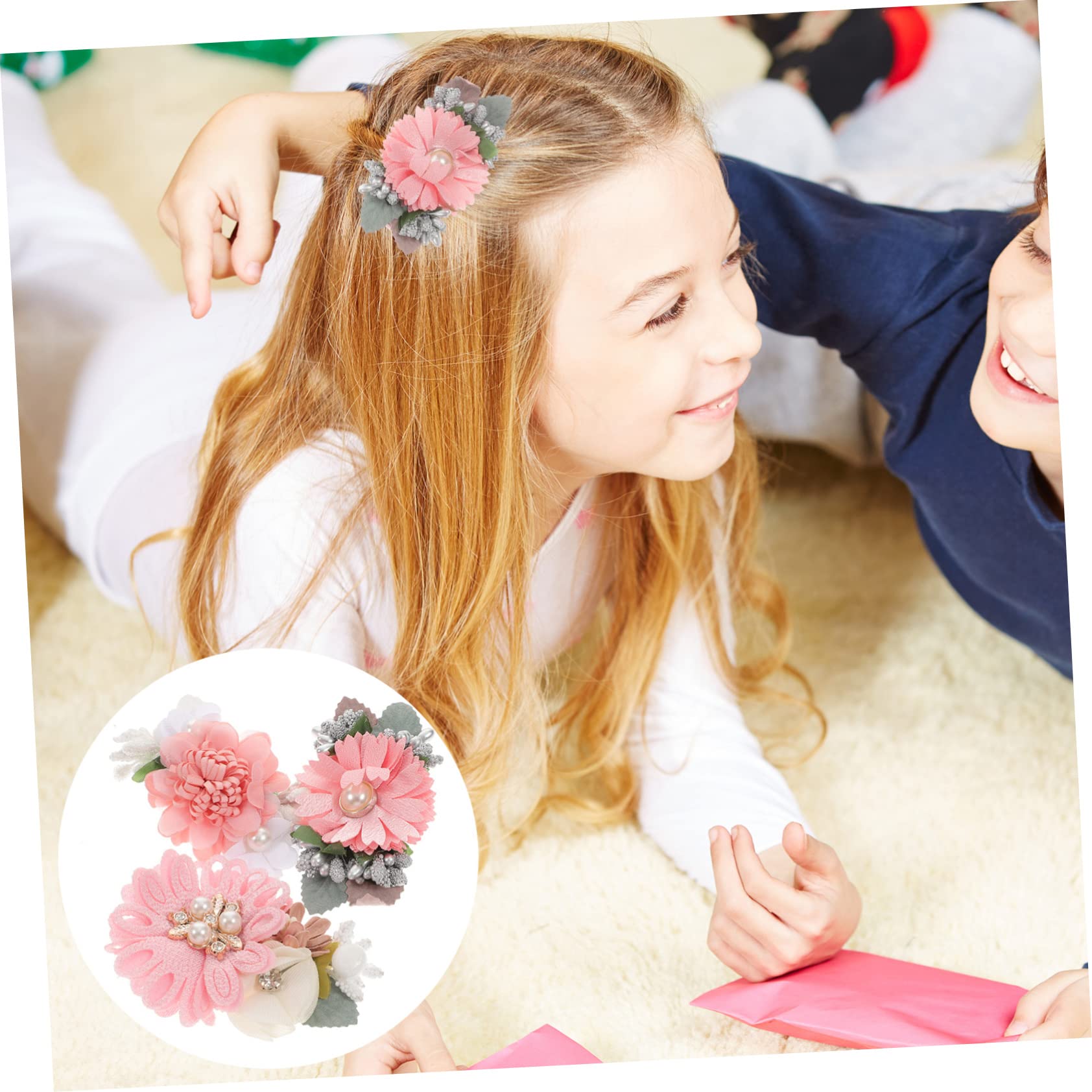 15 Pcs Floral Hair Clips for Girls - Elegant Hair Bows & Barrettes with Ribbon Flowers - Perfect for Weddings, Parties & Everyday Hair Accessories