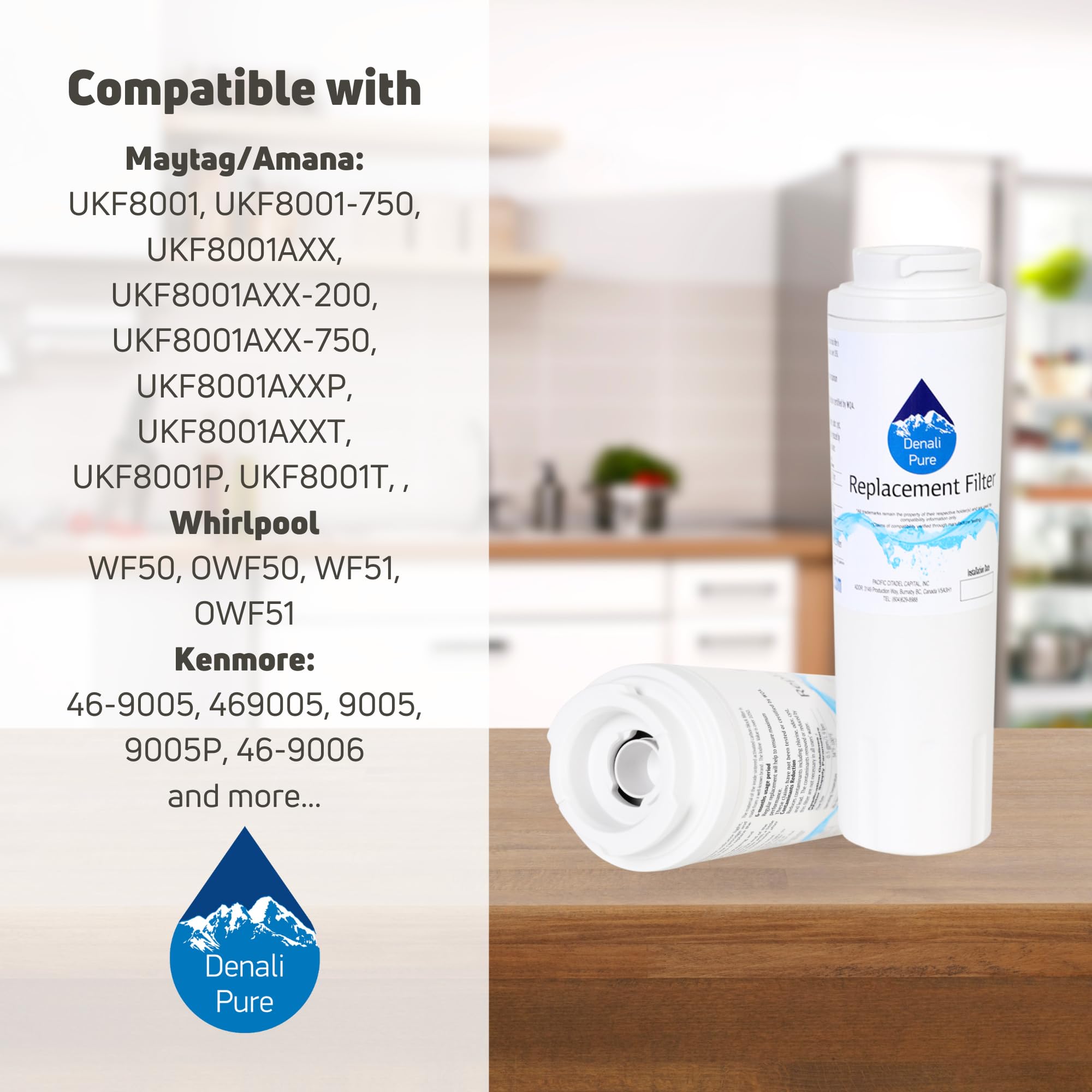 4-Pack KitchenAid KFCS22EVMS4 Refrigerator Water Filter Replacement - Compatible with KitchenAid 4396395 Fridge Filter Cartridge | Pure Drinking Water for Home & Office Use