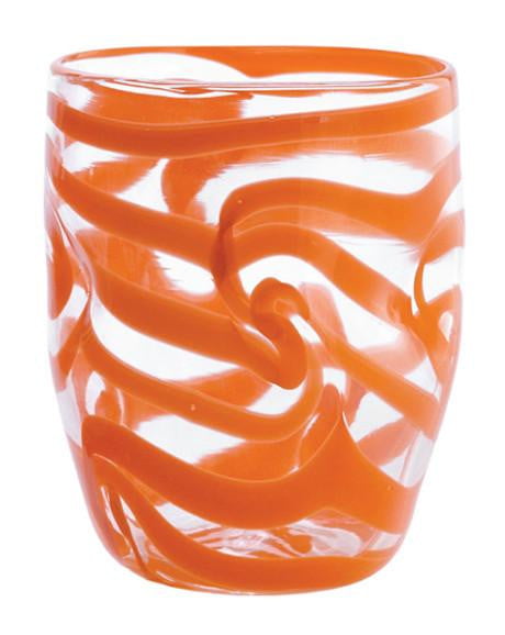 Aria Glasses - Orange Swirl Set of 6 | Elegant Drinking Glasses for Cocktails, Juice & Iced Tea | Perfect for Parties, Weddings & Home Entertaining