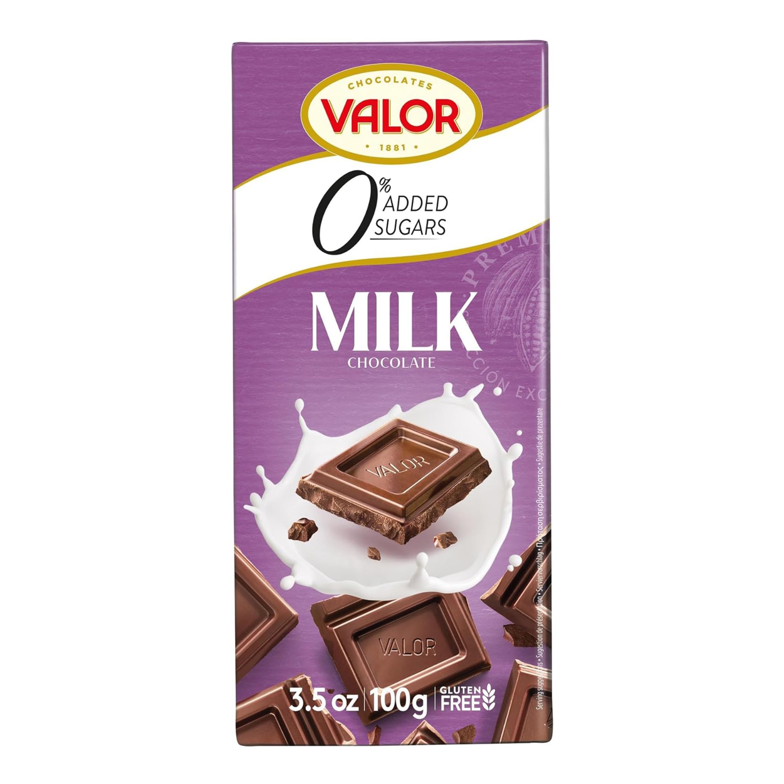 Valor Stevia-Sweetened Milk Chocolate Bars - 100g (3.5oz) - 17-Pack - Low Sugar, Keto-Friendly Treat for Gifts, Parties & Healthy Snacking
