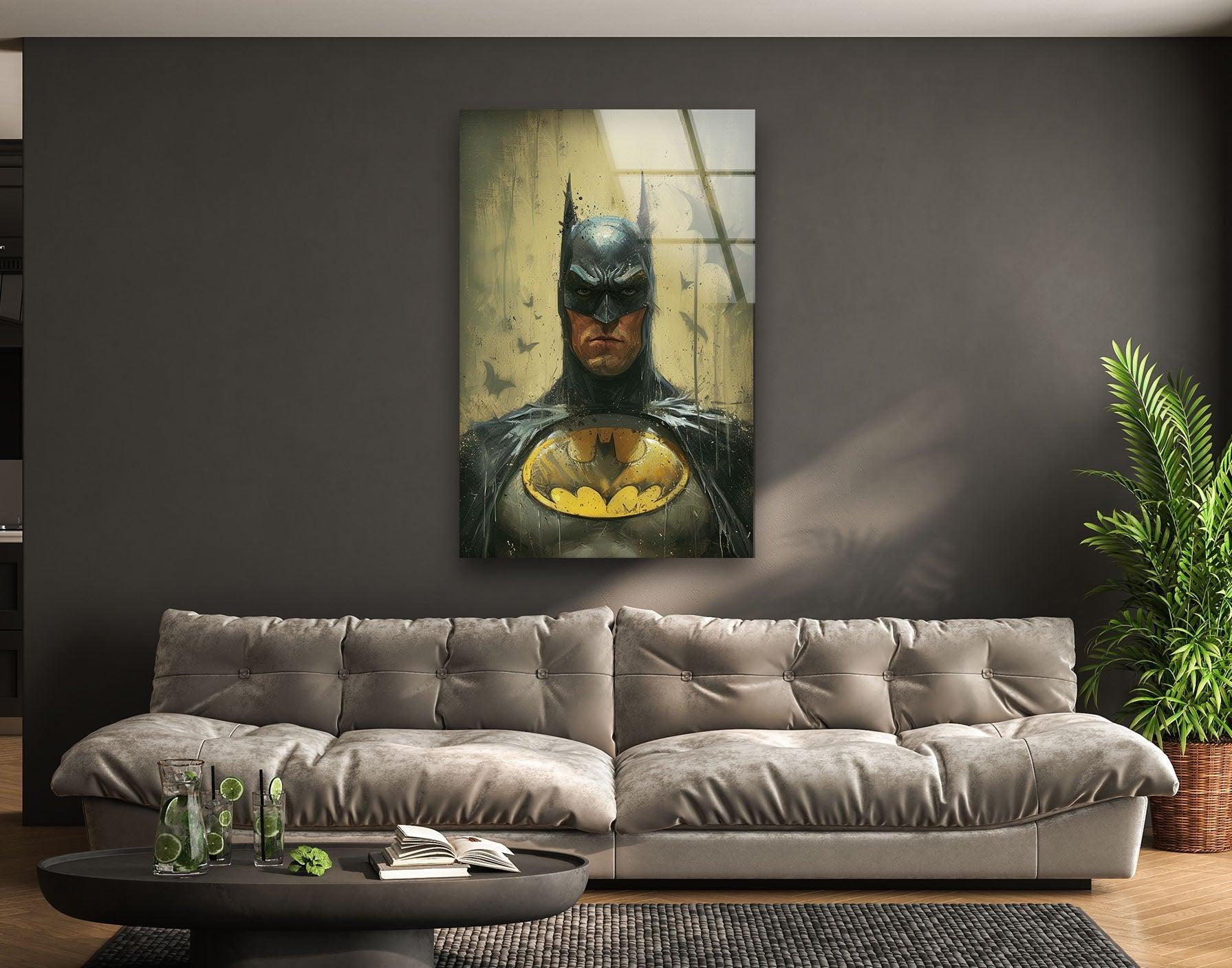 Batman Glass Wall Art - Stunning Superhero Decor for Home & Office - Perfect for Living Room, Bedroom, or Man Cave
