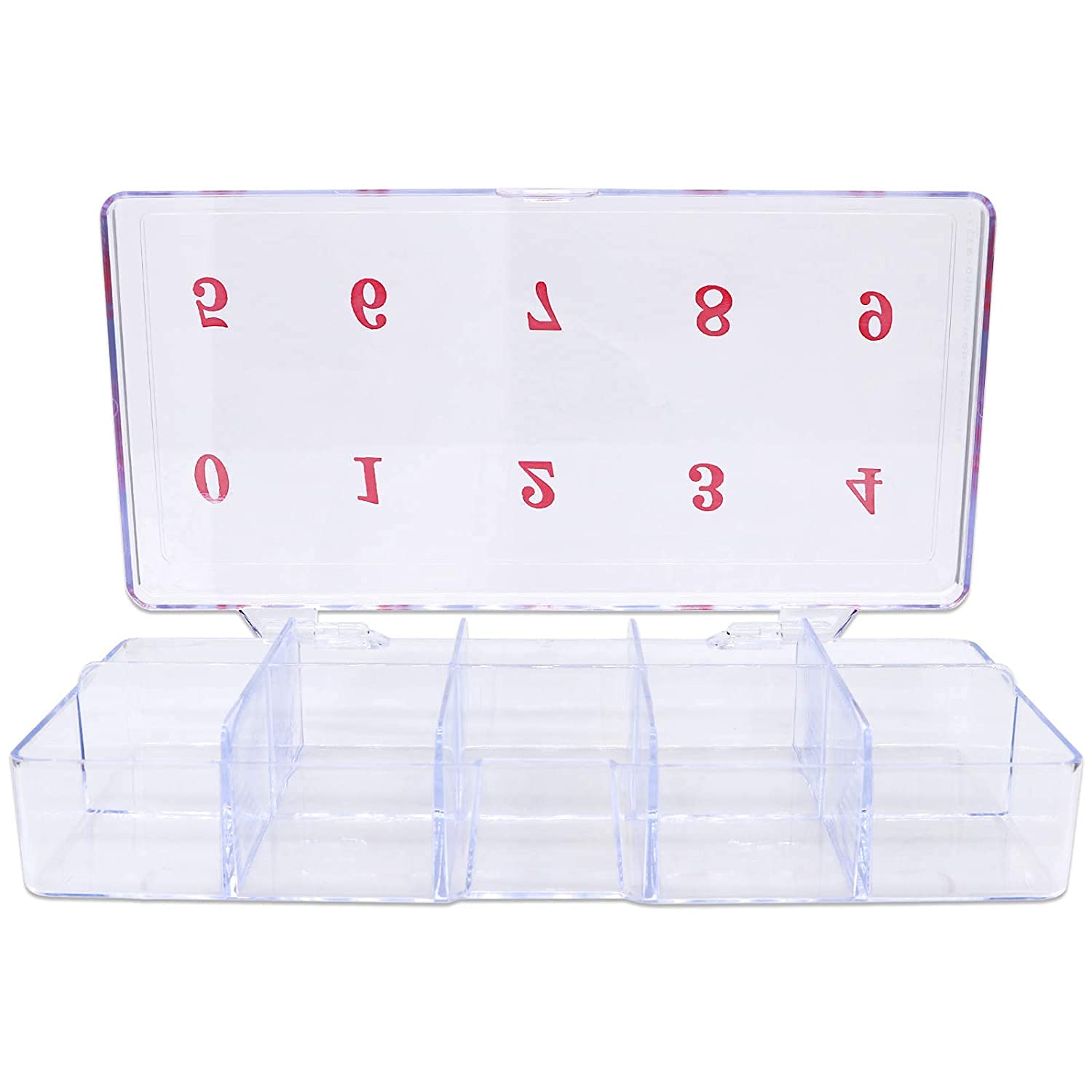 Sminakh 5-Piece Clear Nail Tips Organizer Box - Transposable Storage Case for False Nails & Acrylic Tips - Perfect for Salon, Travel & Home Nail Art Organization