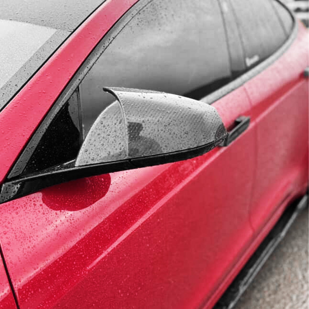 Premium Carbon Fiber Mirror Caps for Tesla Model S & X - Genuine Molded Racing Design - Glossy & Matte Finishes - Perfect for Car Enthusiasts & Custom Upgrades