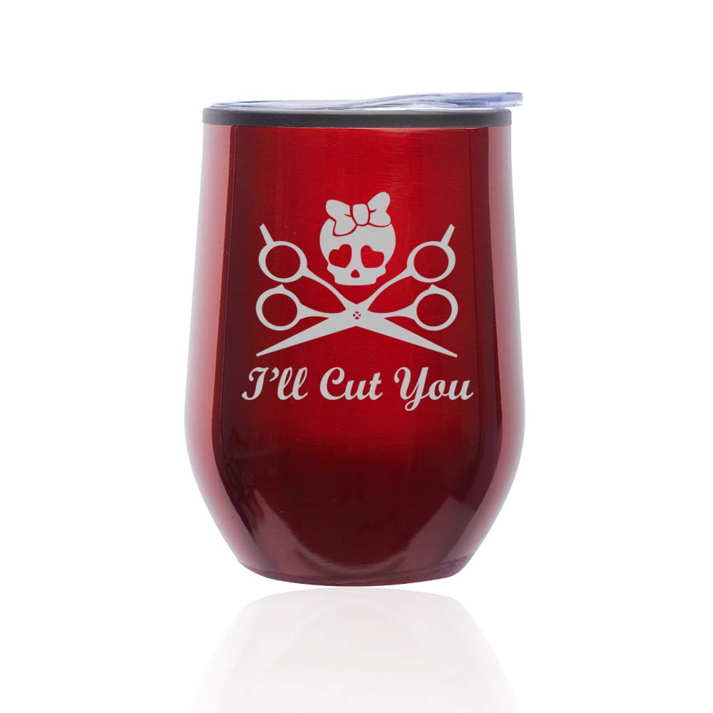 Stemless Wine Tumbler with Lid - Insulated Coffee Travel Mug for Hairdressers & Stylists (Red) - Perfect for Salon, Office, and On-the-Go Beverages