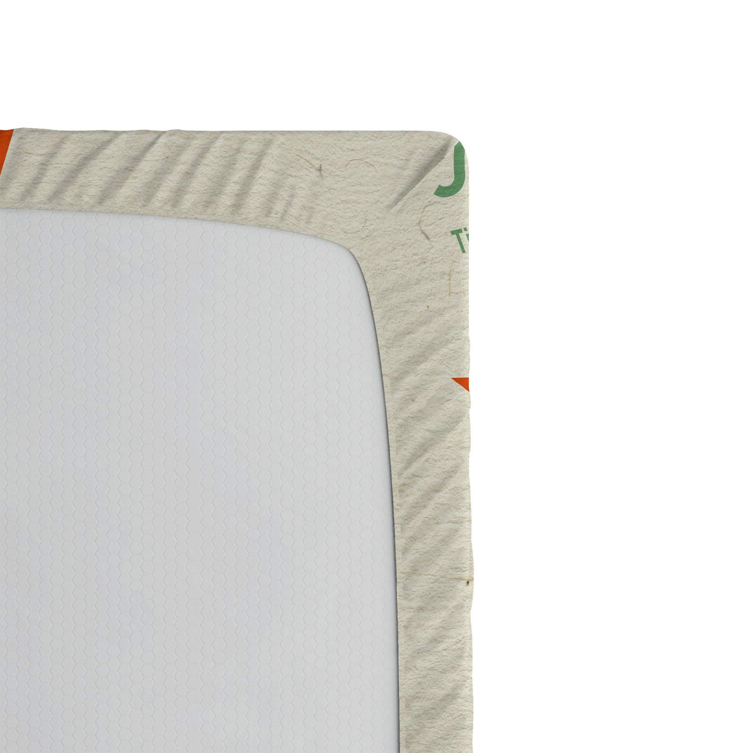 Ambesonne 50th Birthday Fitted Sheet - Multilingual Happy Birthday Retro Design with Stars Print, Deep Pocket Elastic Twin Size Bed Sheet in Green Red Orange - Perfect for Birthday Parties, Room Decor & Photo Backdrops