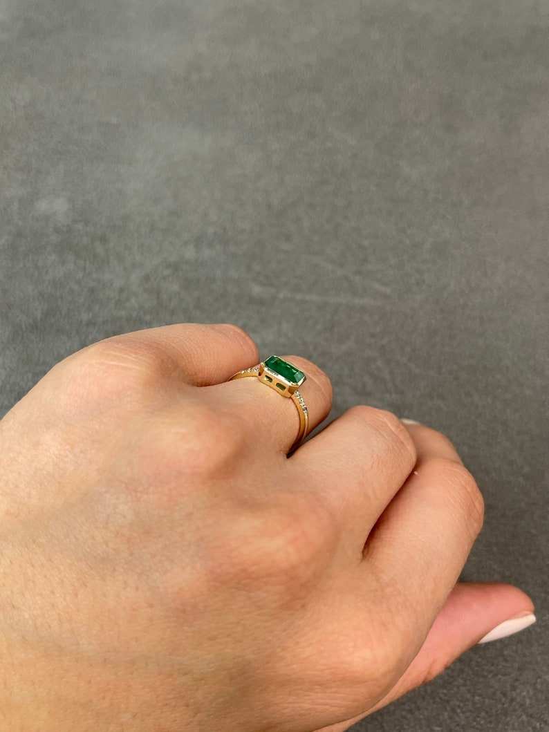 1.15tcw Natural Emerald Cut Diamond Ring with Accent Bezel Setting in 14K Gold - Perfect for Engagement, Wedding, Anniversary & Special Occasions