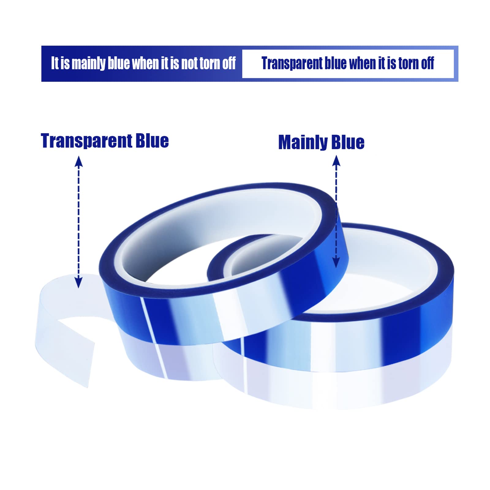 2 Rolls 20mm x 33m (108ft) High Temperature Heat Resistant Tape - Blue Heat Transfer Tape for Sublimation Press, Vinyl HTV, No Residue - Perfect for T-Shirt Printing, DIY Crafts & Heat Press Projects