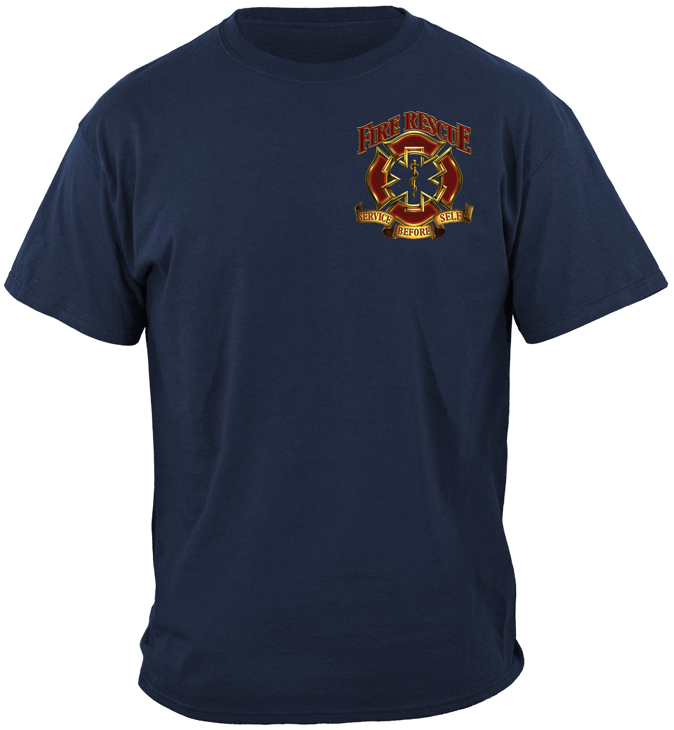 Firefighter T Shirt for Men - Fire Rescue Gold Shield Design Tee FF2086 - Comfortable Workwear for First Responders & EMS Professionals