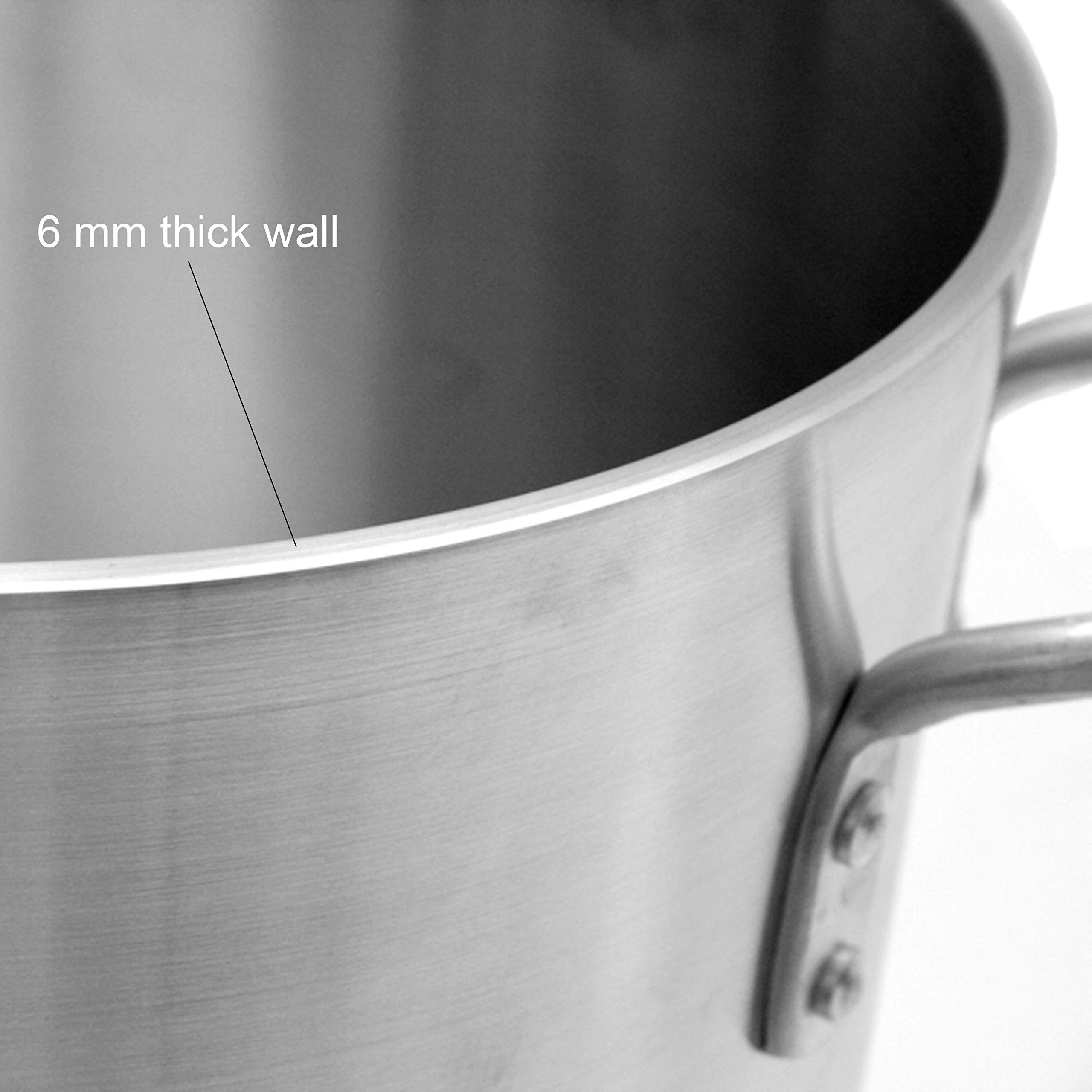 32 Quart Heavy Duty Aluminum Stock Pot - 6mm Thick for Professional Cooking, Canning, and Large Batch Meal Prep - Perfect for Home Chefs and Commercial Kitchens