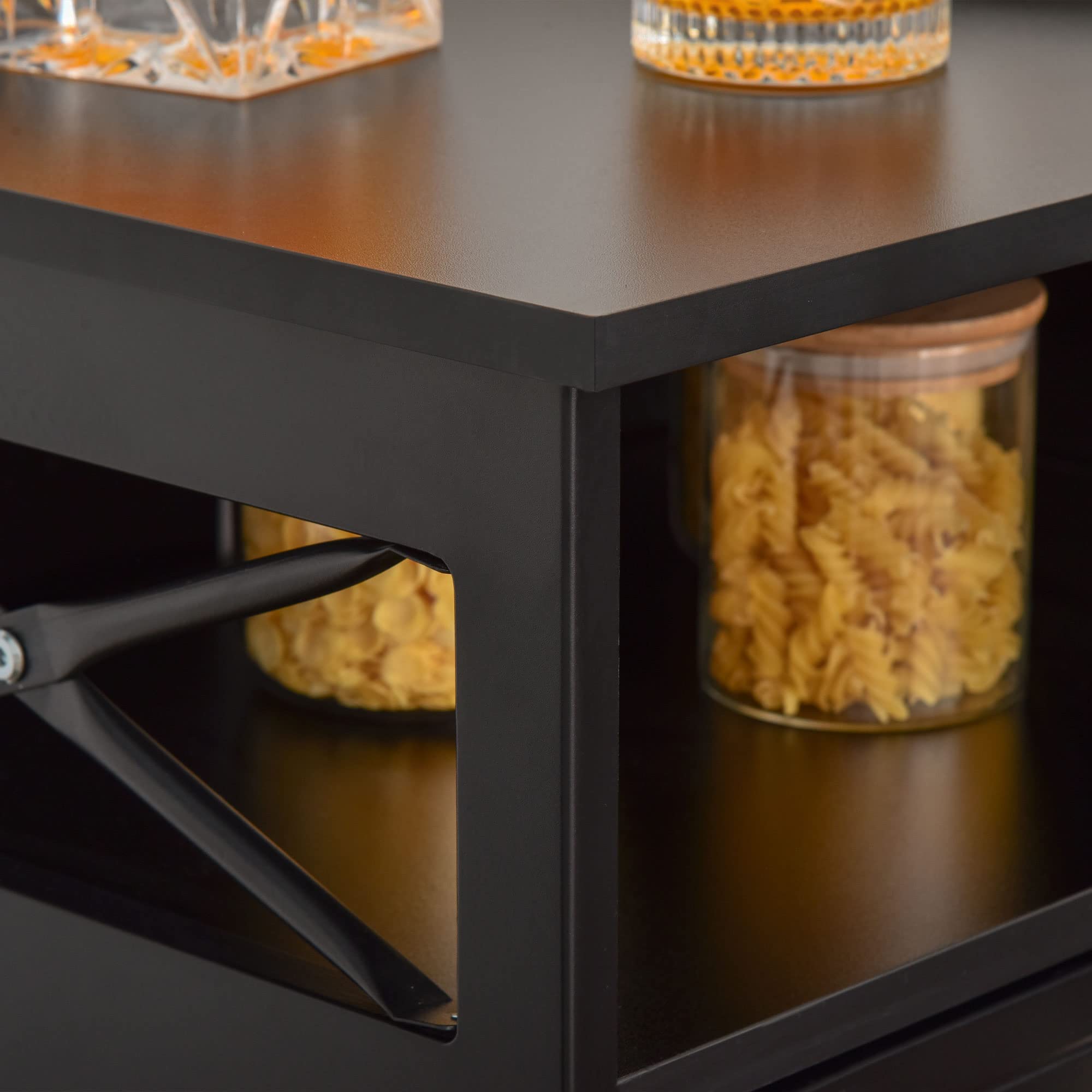 HOMCOM Sideboard Buffet Cabinet - Modern Coffee Bar & Kitchen Storage with Large Tabletop, Drawers & Crossbar Design - Perfect for Dining Room, Living Room or Kitchen Organization - Black