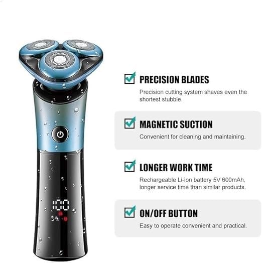 Professional Electric Shaver for Men - Waterproof Cordless Razor with LED Display & Beard Trimmer | Barber-Grade Shaving Machine for Smooth Shave at Home, Travel & Gym Use