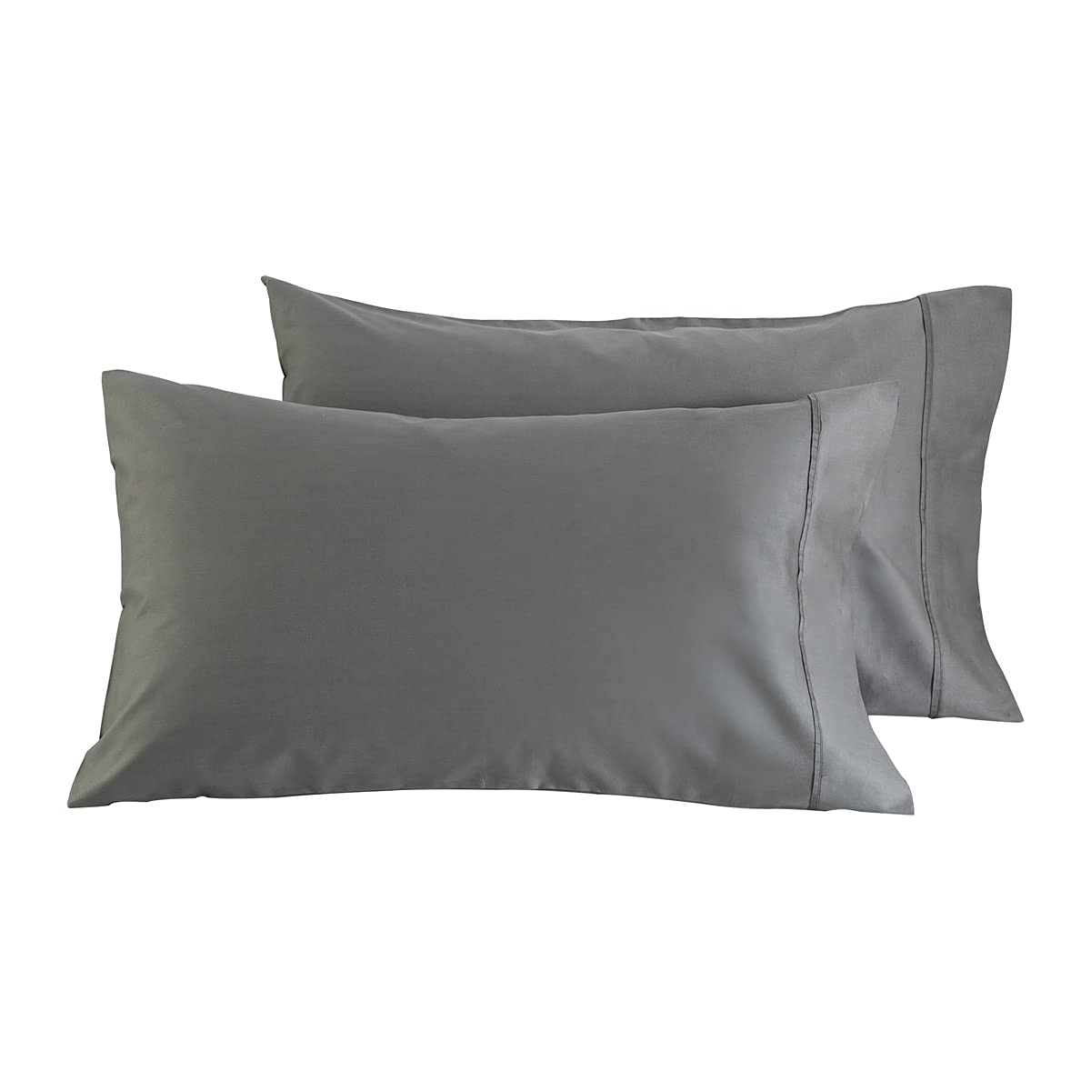 Premium 100% Cotton Queen Size Pillowcase Set of 2 - Soft Grey Decorative Pillow Covers with Envelope Closure (20x30 Inches) | Hotel Luxury Bedding | Home Decor & Guest Room Essentials