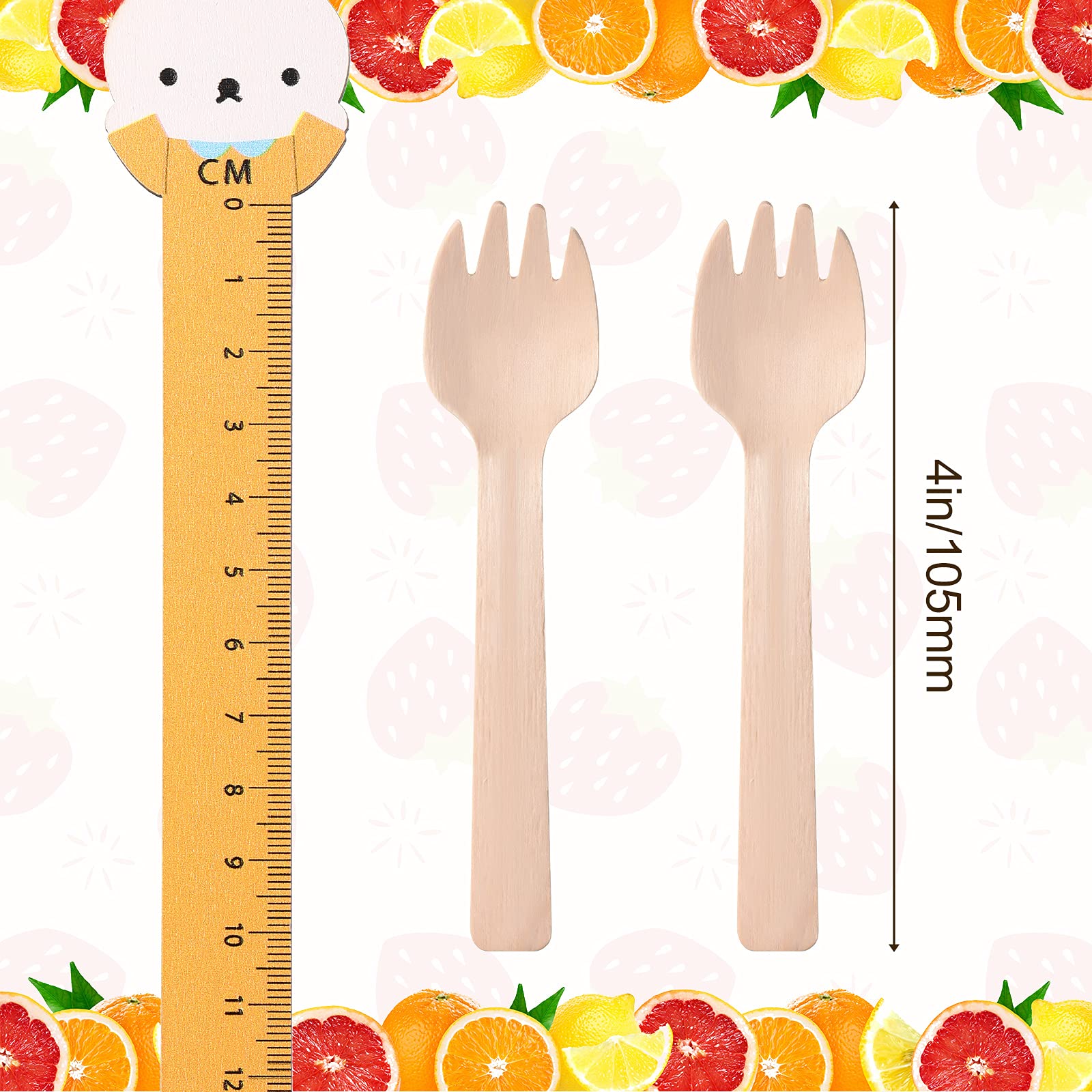 Honoson 200 Pcs Disposable Wooden Forks - 4 Inch Small Appetizer Sporks Bulk Cutlery Set - Mini Utensils for Cake, Desserts, Picnics, Birthday Parties & Carnival Supplies - Eco-Friendly Wooden Cutlery for Events, Catering & Outdoor Dining