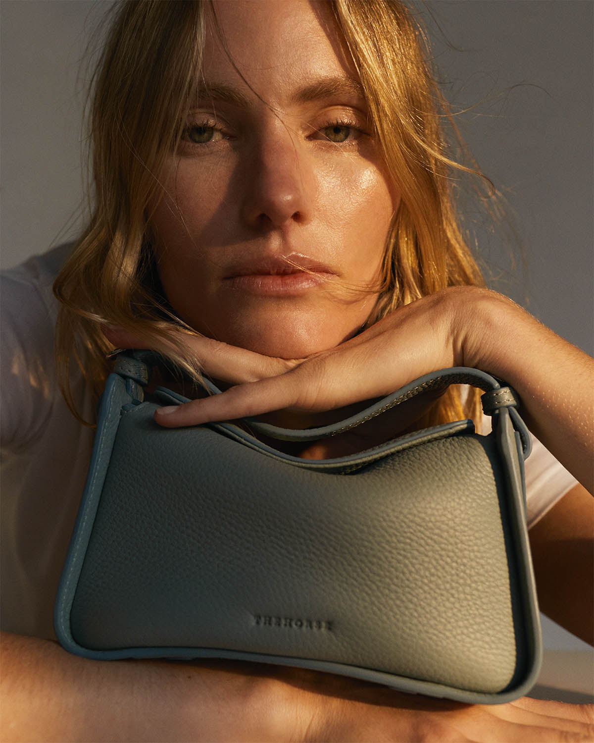 Mini Clementine Bag in Baby Blue Pebbled Leather - Stylish Crossbody Purse for Women, Perfect for Daily Use, Travel & Shopping