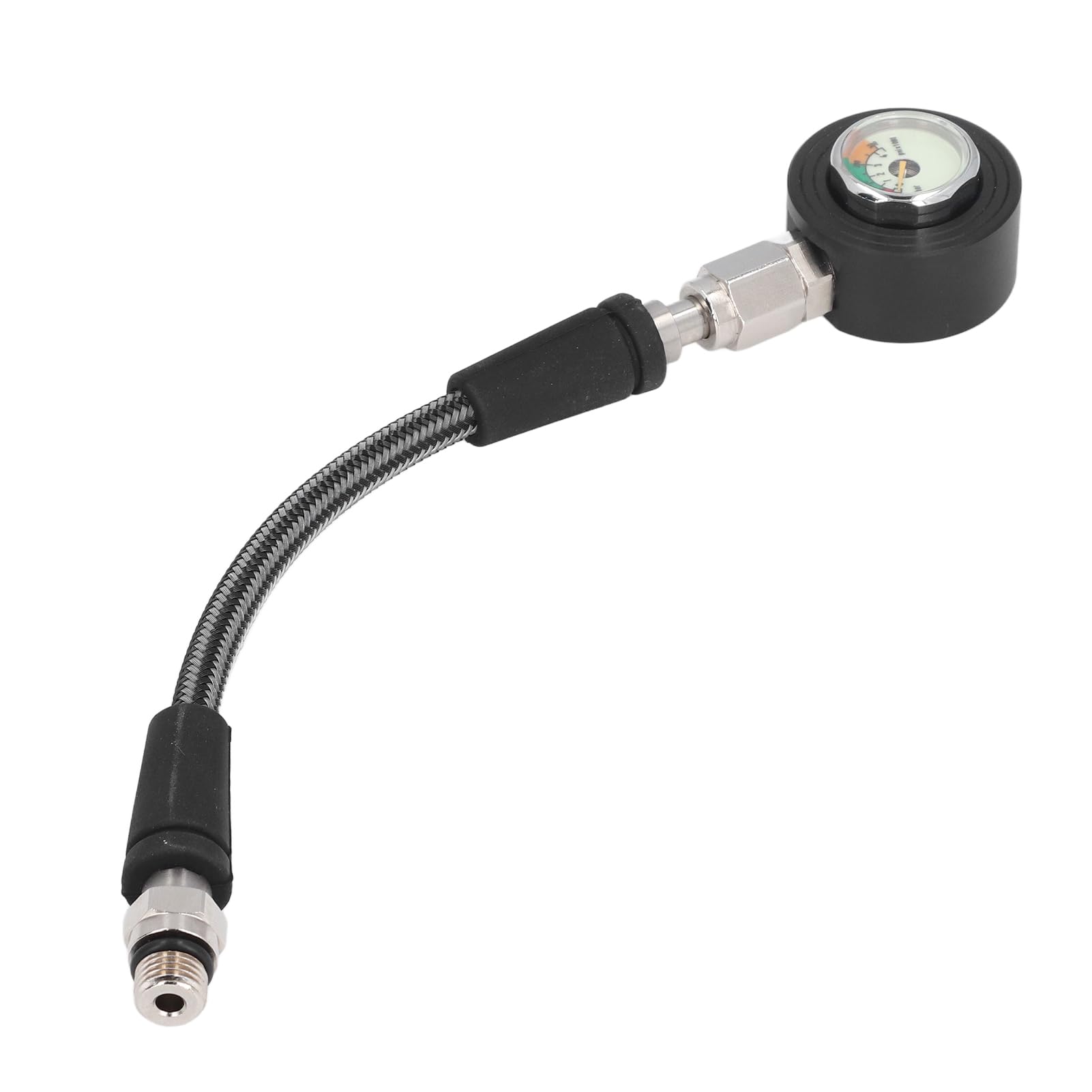 Professional Scuba Diving Pressure Gauge with Luminous Night Glow - High Pressure Hose Included - Compatible with BCD Regulators for Underwater Diving - Perfect for Night Dives, Deep Sea Exploration, and Scuba Training