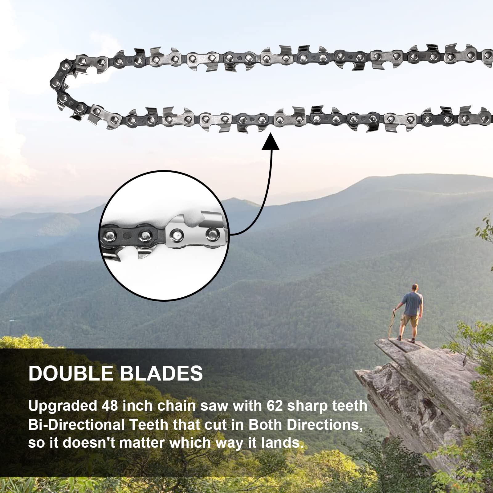 Premium 55 Inch High Limb Rope Saw with Dual Ropes & 70 Sharp Teeth Blades - Best Folding Pocket Chainsaw for Camping, Survival Gear, Hunting | Perfect for Tree Trimming, Outdoor Adventures & Emergency Preparedness
