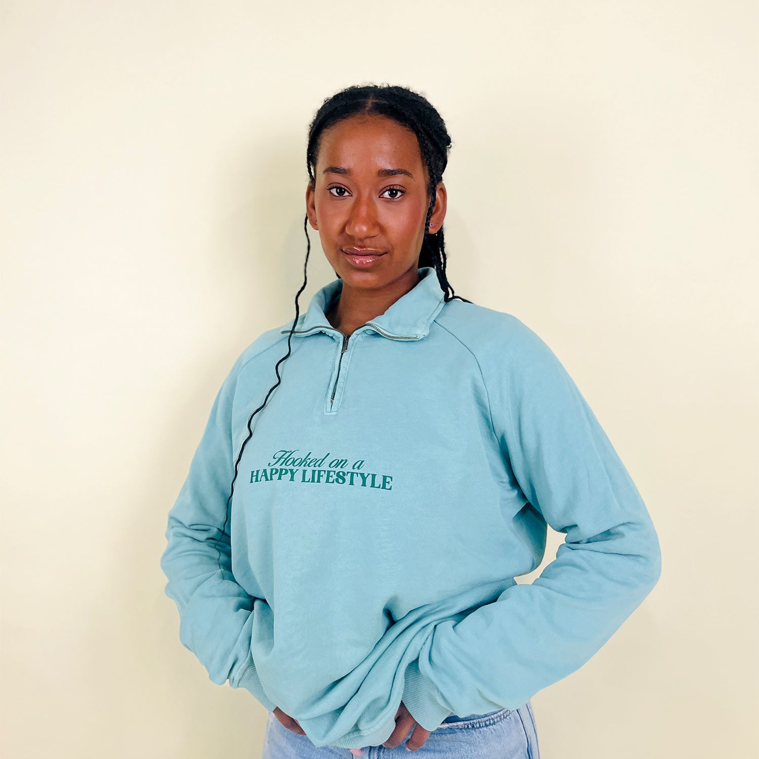 Half Zip Hooked Verde Pullover Sweatshirt for Men - Comfortable & Stylish Casual Wear for Outdoor Activities and Daily Use