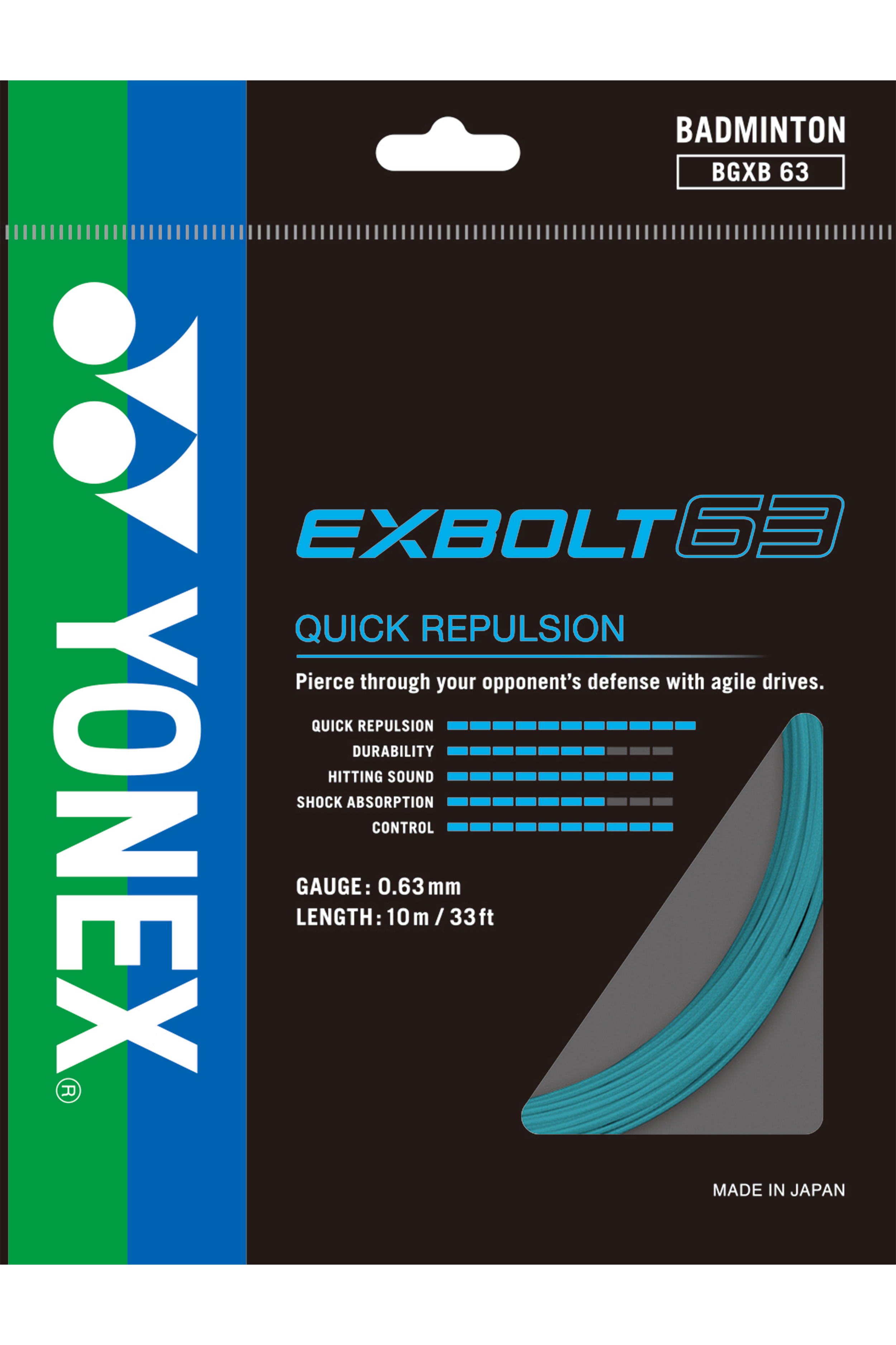 Yonex Exbolt 63 Badminton String - High Performance Badminton Racket String for Professional Players | Perfect for Tournament Play & Training