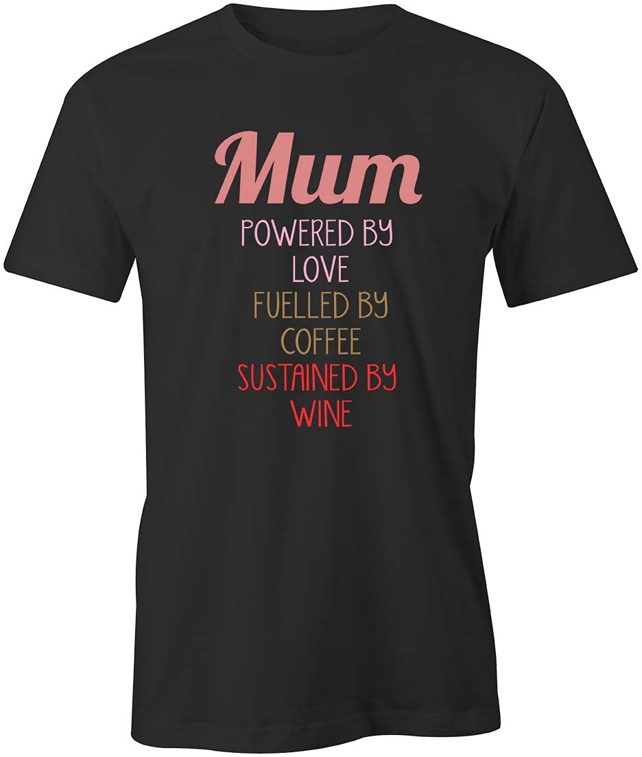 Black Graphic T-Shirt for Women - Mum Powered by Love Printed Tee | Casual Wear, Mother's Day Gift, Everyday Outfit