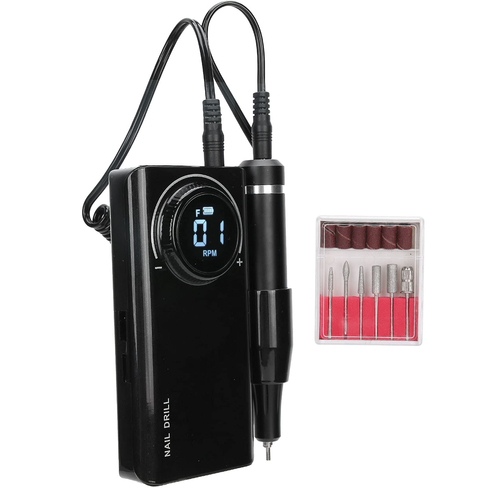 Professional Electric Nail Drill Machine - Dual-Sided Nail File with Pen Holder Design for Grinding & Polishing (Pearl Black) | Perfect for Home Manicures & Salon Nail Art