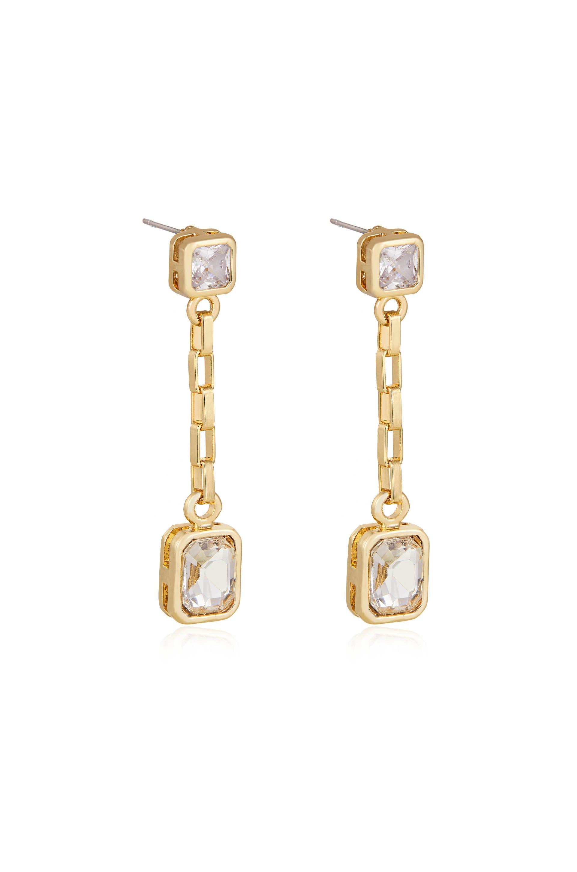 Elegant Linked Chain Crystal Dangle Earrings for Women - Sparkling Party & Wedding Jewelry Gift