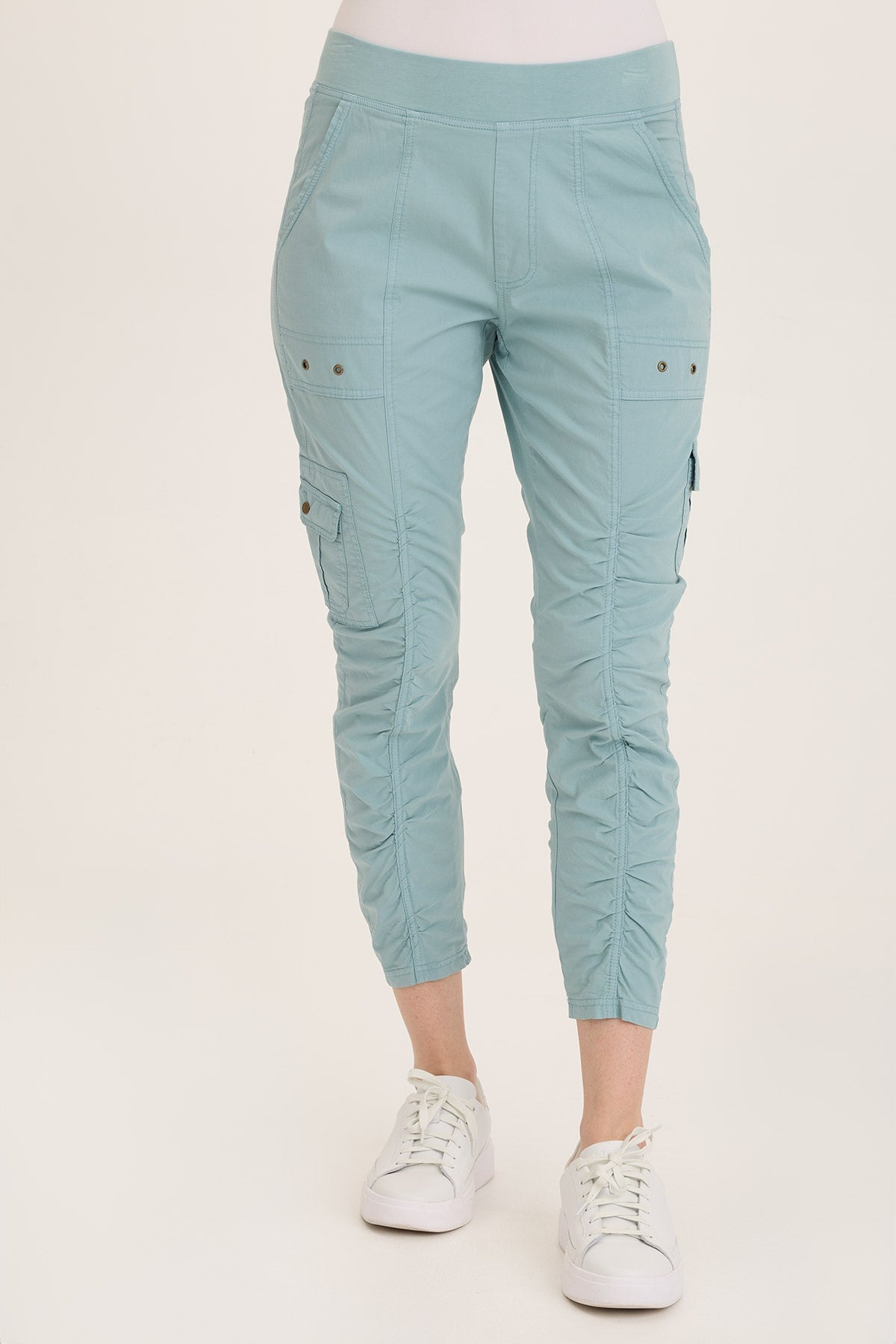 Tilton Stretch Poplin Ruched Skinny Pants for Women - High Waisted Slim Fit Trousers with Elastic Waistband | Perfect for Office, Business Casual & Everyday Wear
