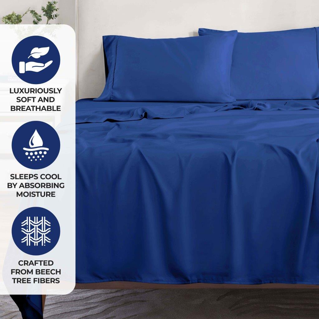 Premium 300 Thread Count Modal Deep Pocket Sheet Set - Soft & Breathable Bedding for Ultimate Comfort - Perfect for Master Bedroom, Guest Room, or Vacation Home