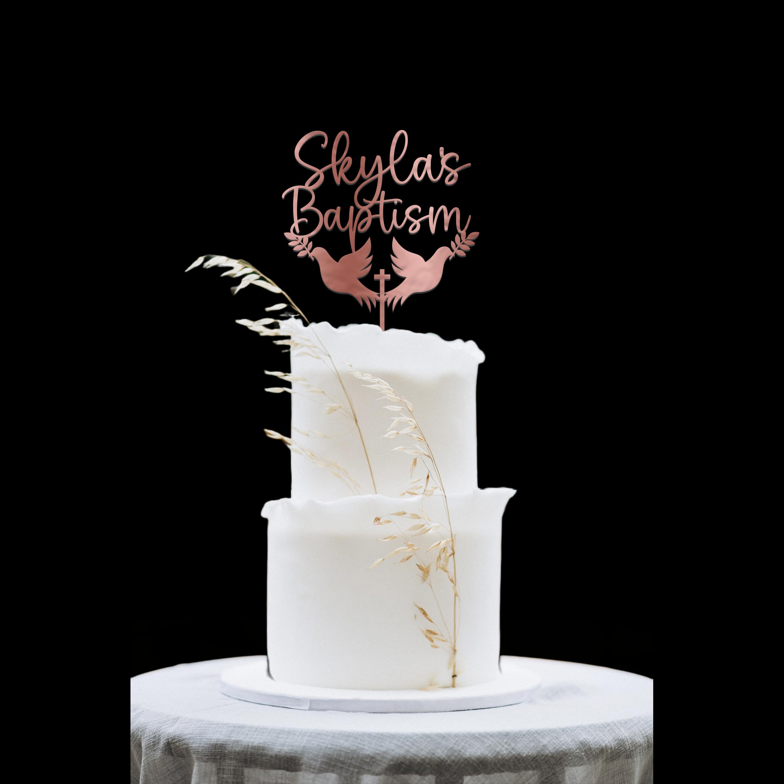 Custom Baptism Cake Topper Personalized with Name - God Bless Communion & 1st Confirmation Cake Decor - Perfect for Religious Celebrations, Baby Showers & Christening Parties