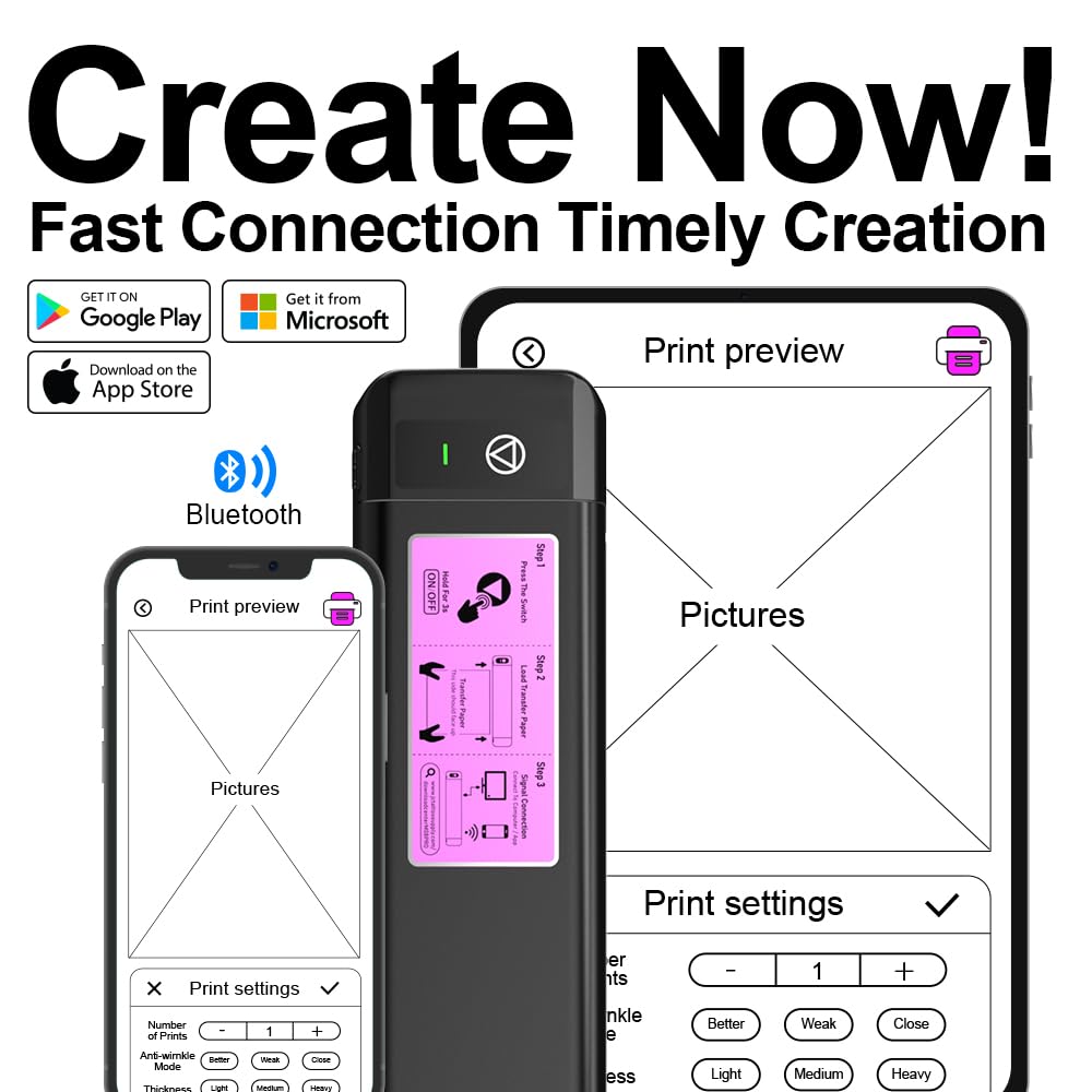 OZER M08Pro Wireless Tattoo Transfer Stencil Printer - Inkless Thermal Copier Machine for Tattoo Artists | Compact Design, Smartphone & Laptop Compatible | Perfect for Studio & Mobile Tattoo Services