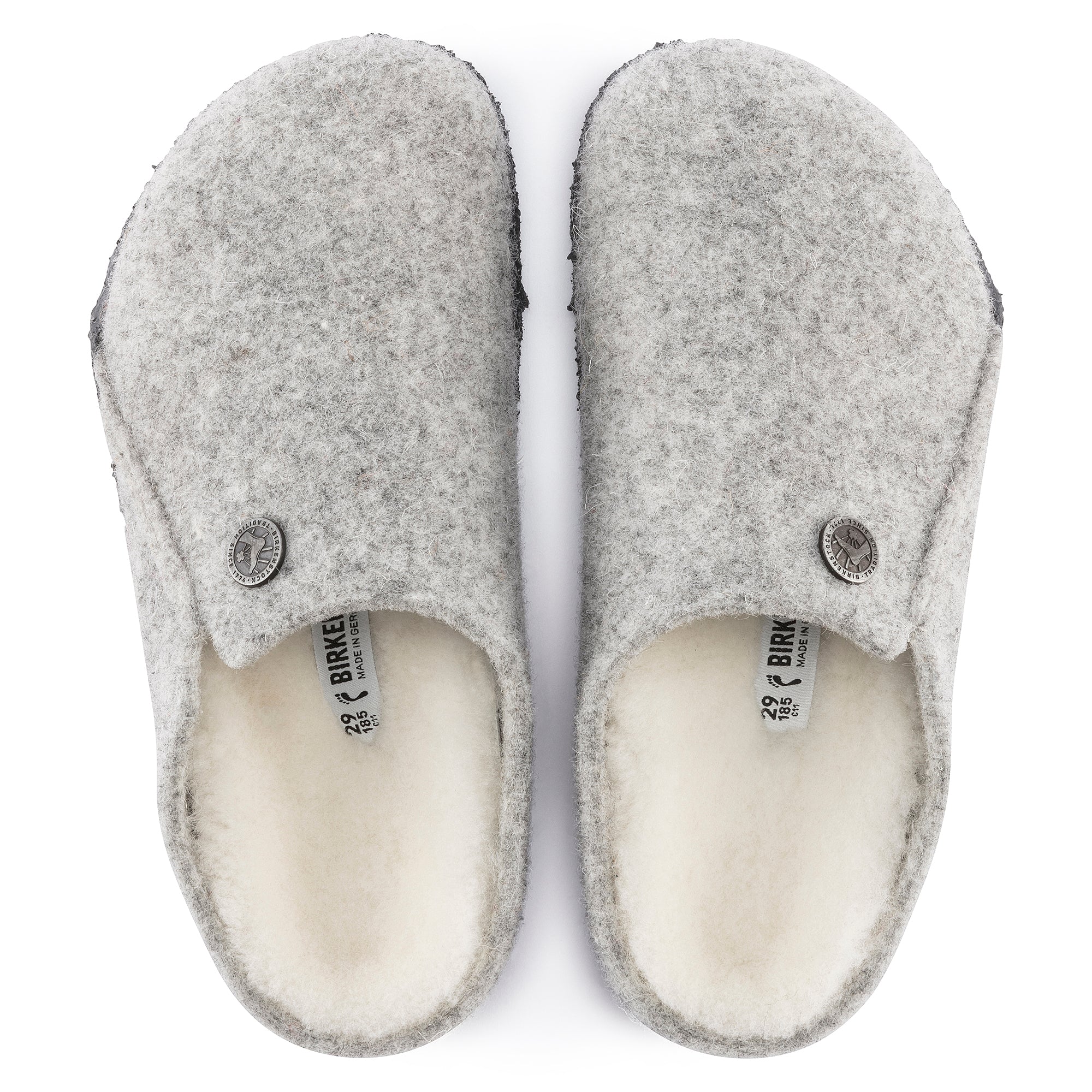 Birkenstock Kid's Zermatt Wool Felt Shearling Slippers - Light Gray Winter Indoor/Outdoor House Shoes for Boys & Girls - Cozy Home, School & Travel Footwear